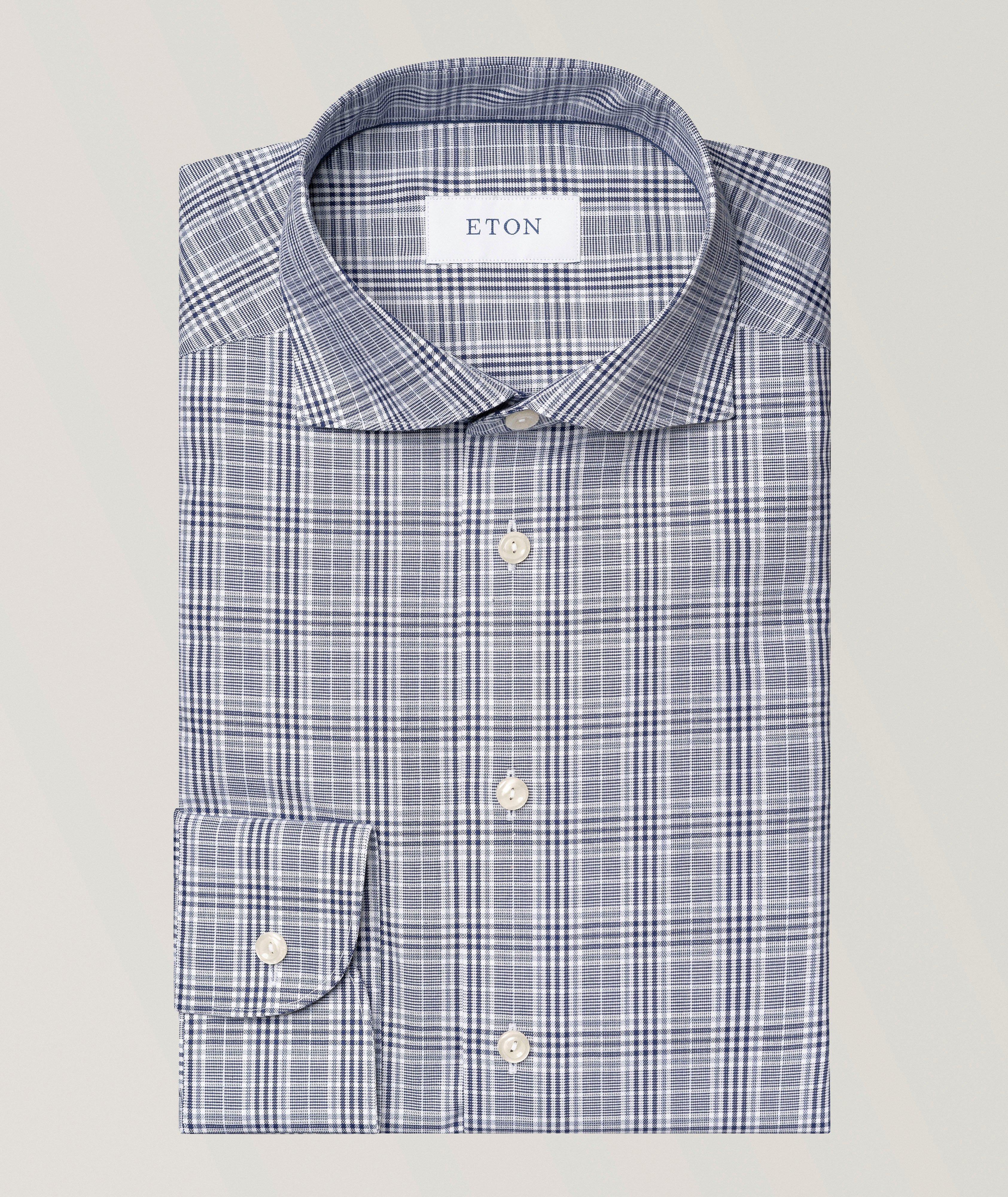 DARK BLUE PRINCE OF WALES CHECK TWILL SHIRT image 0