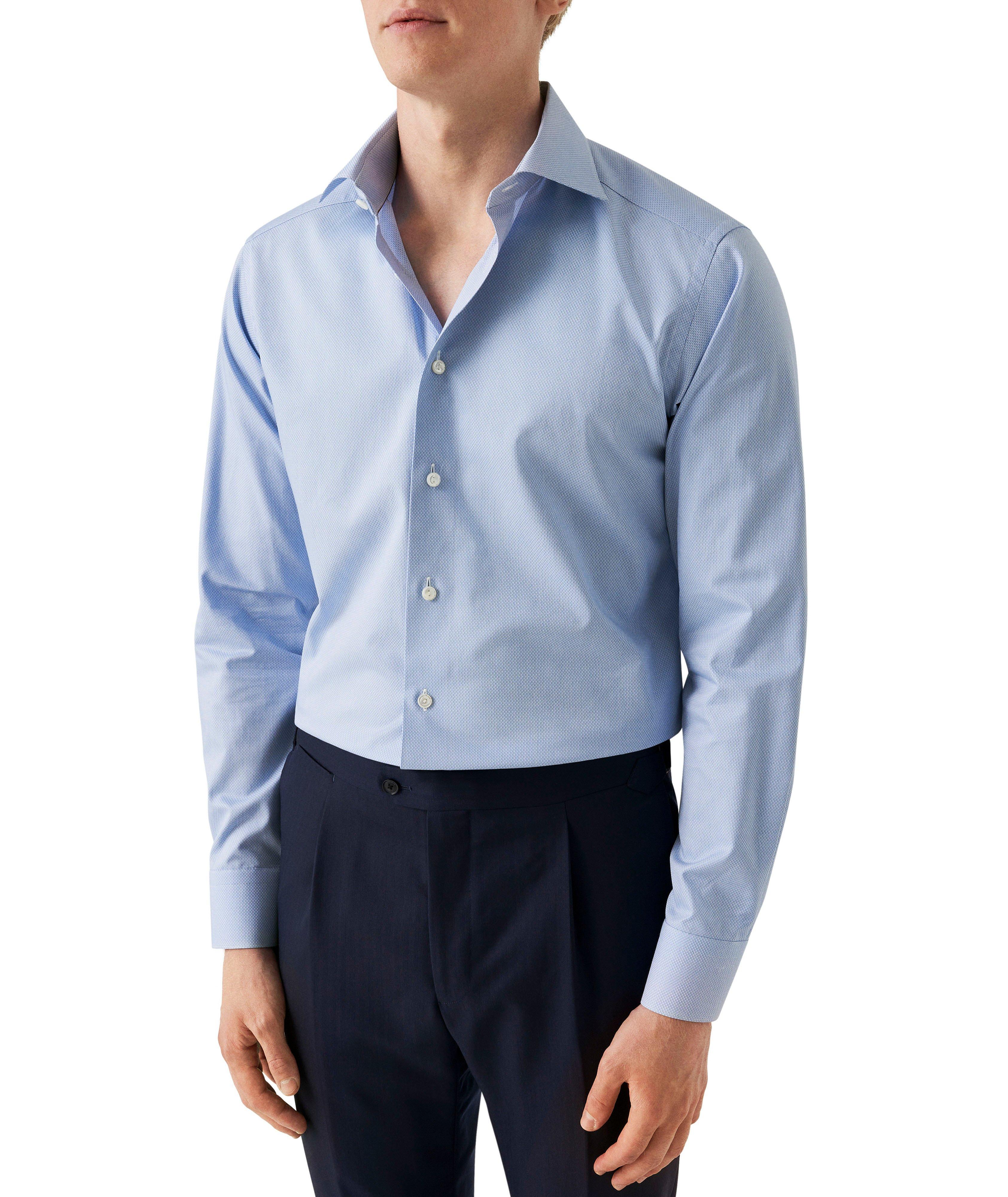 Chemise habillée en piqué de coton de coupe contemporaine image 1