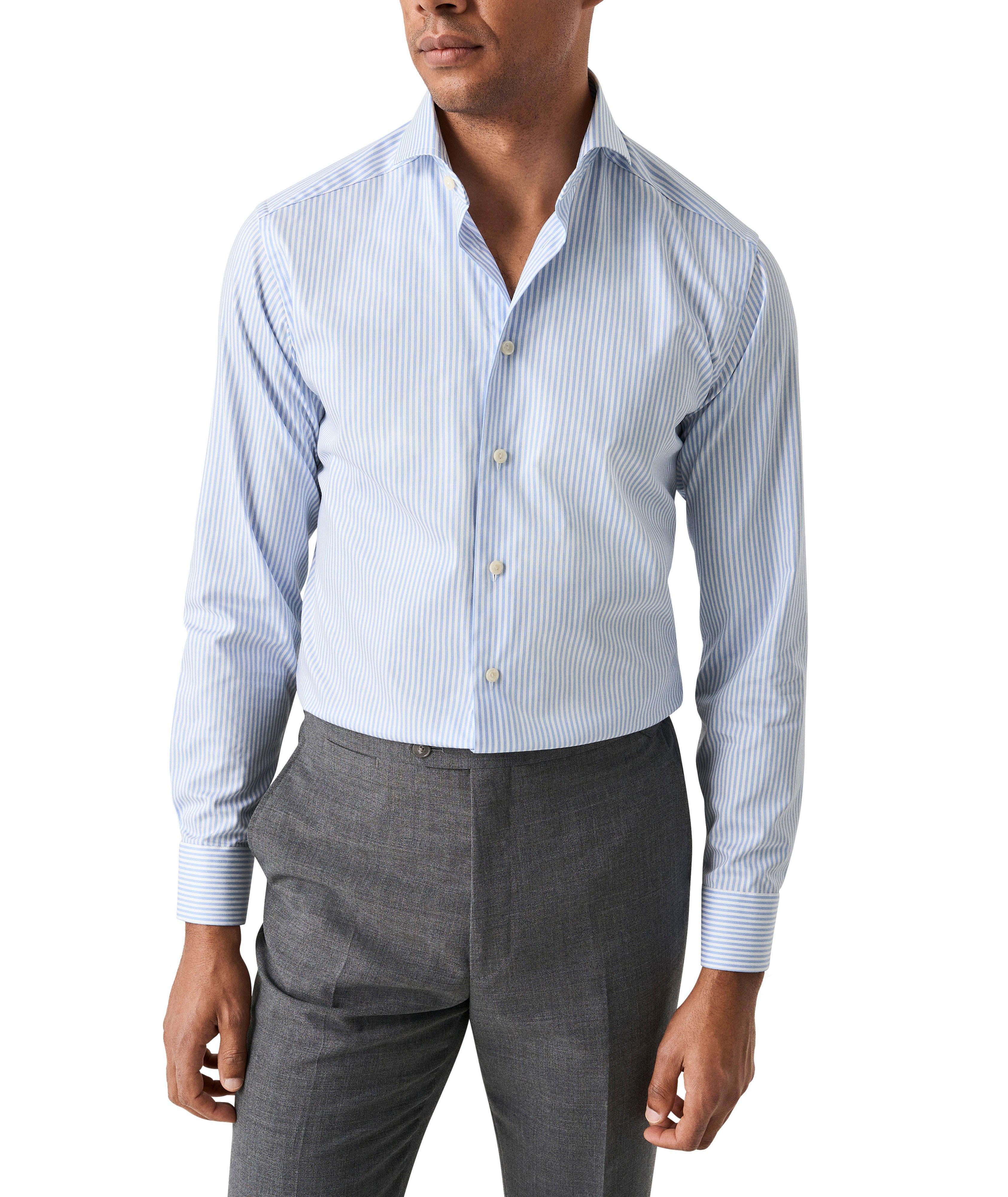 Slim-Fit Striped Cotton-Blend Dress Shirt image 1