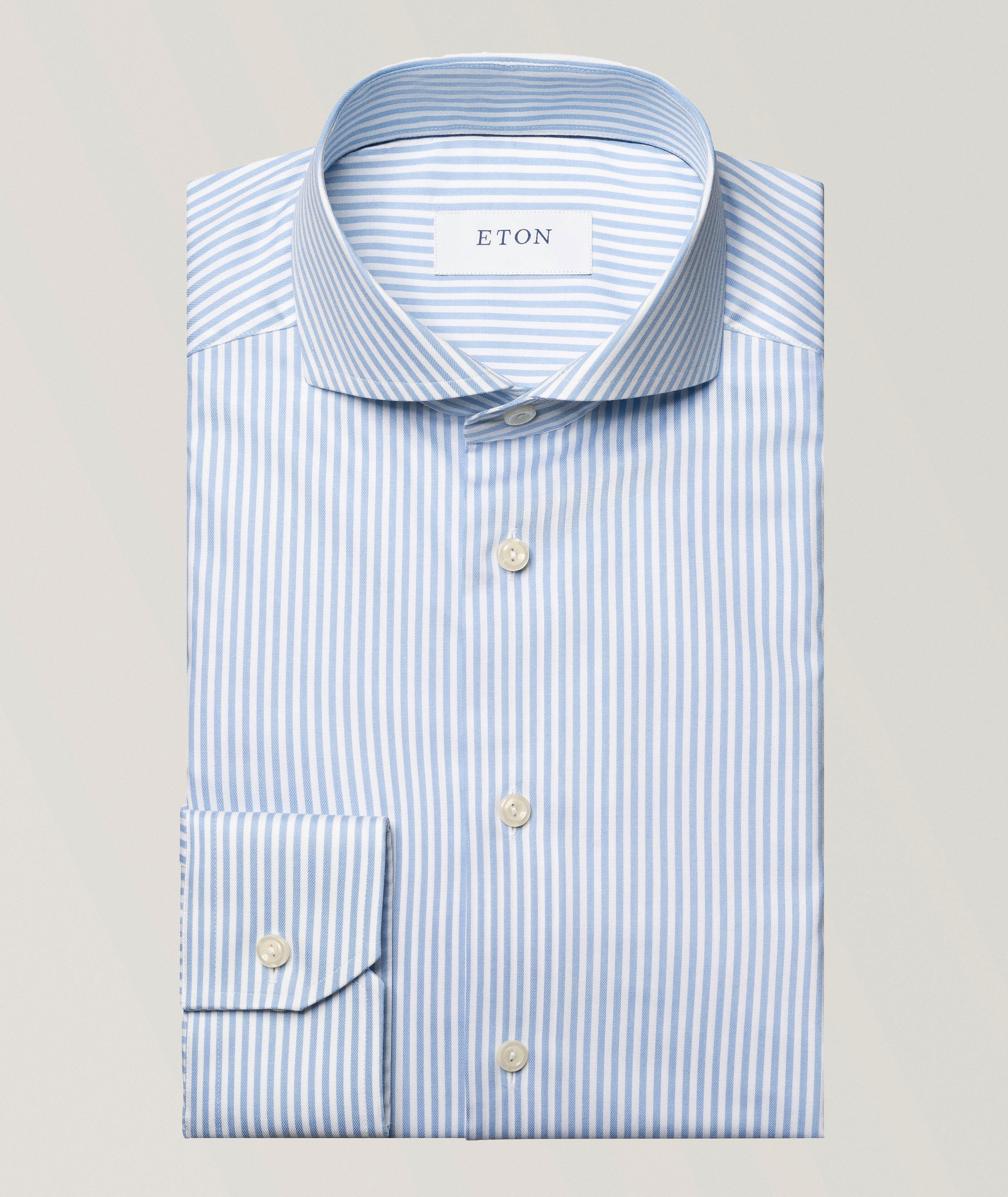 Eton Chemise en mélange de coton à rayures de coupe contemporaine