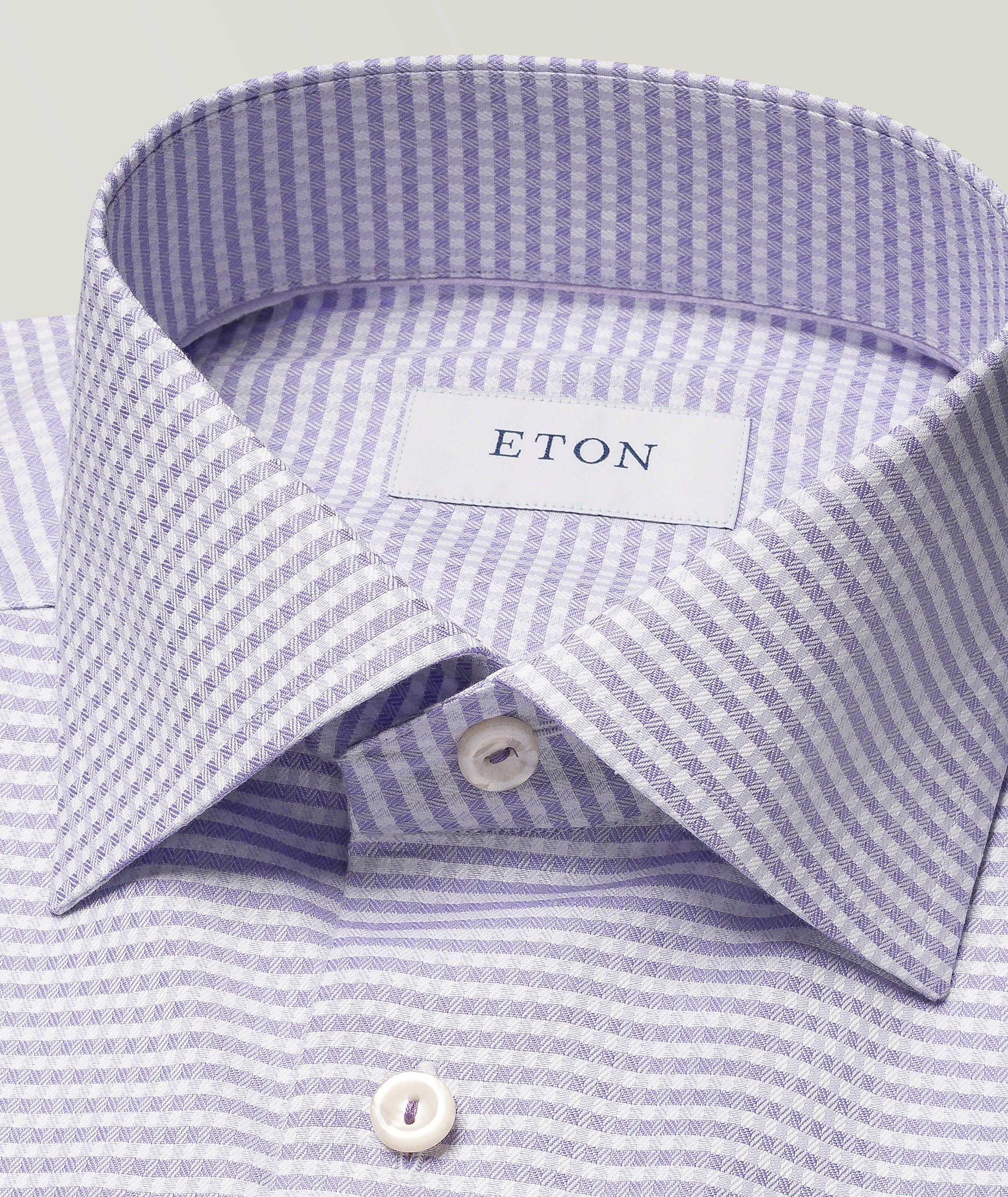 Chemise habillée en twill à petit motif quadrillé de coupe amincie image 1