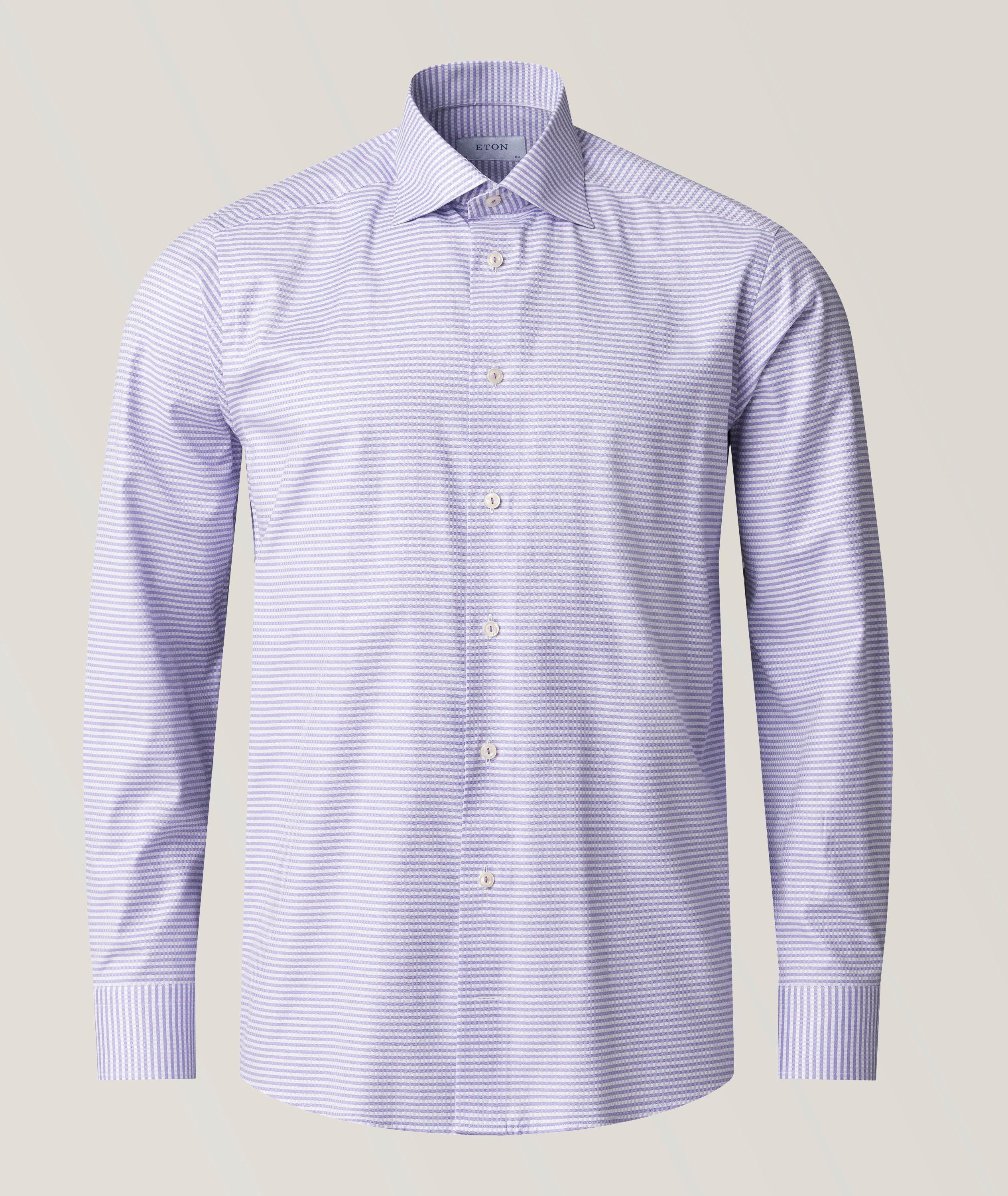 Chemise habillée en twill à petit motif quadrillé de coupe amincie image 2