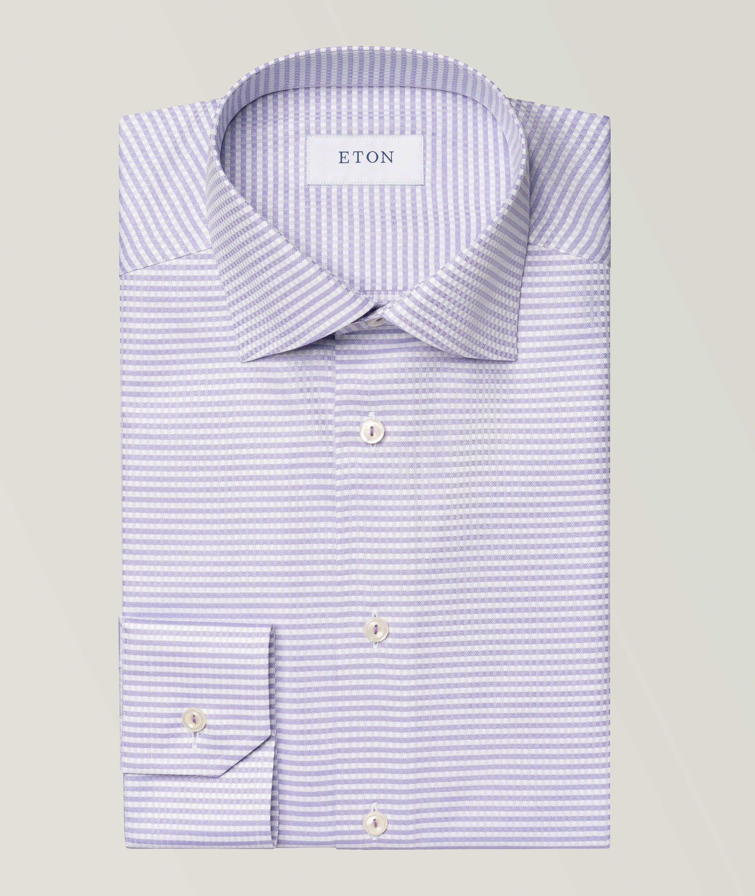 Chemise habillée en twill à petit motif quadrillé de coupe amincie image 0