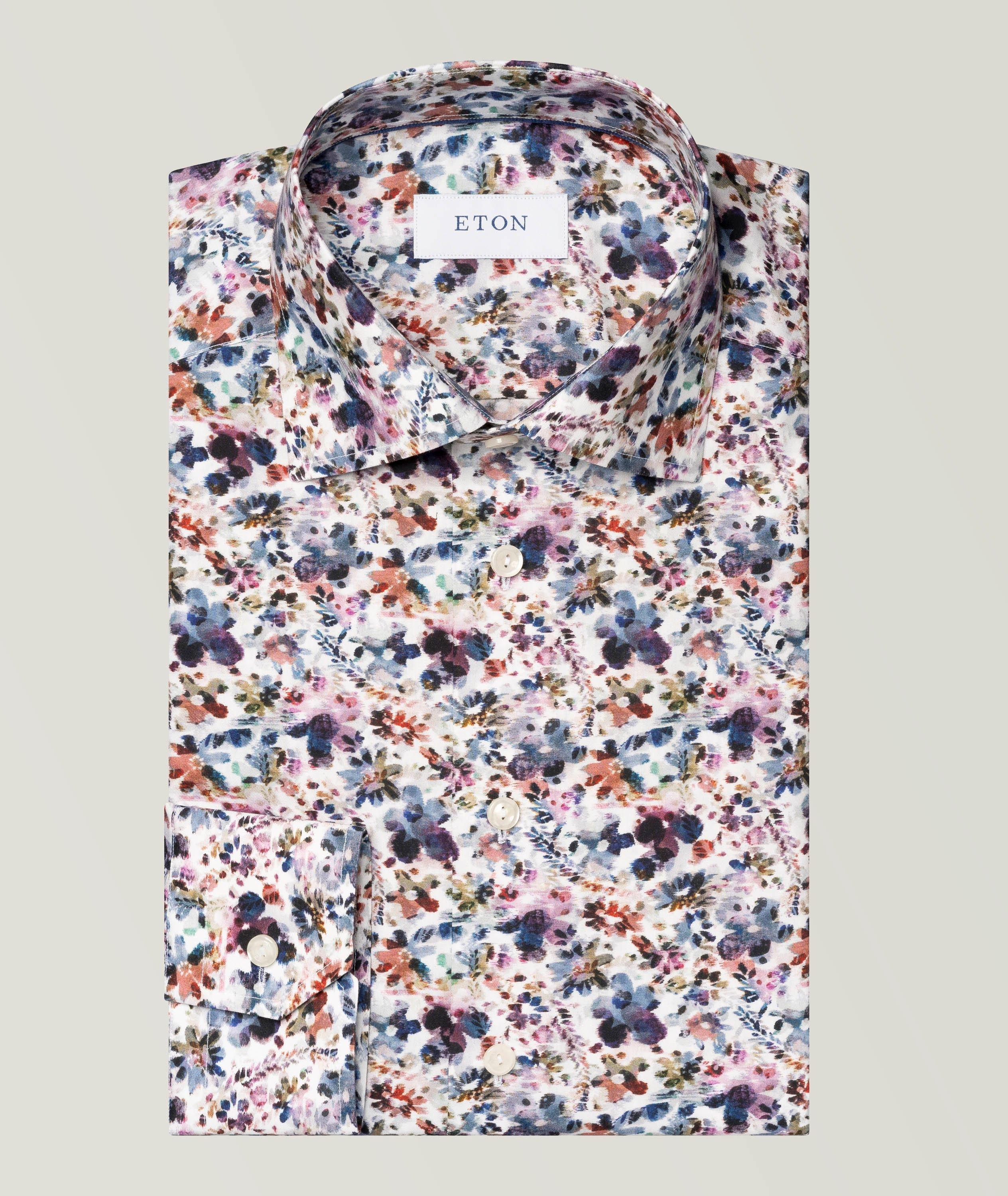 Chemise en twill de coton à motif floral de coupe amincie image 0