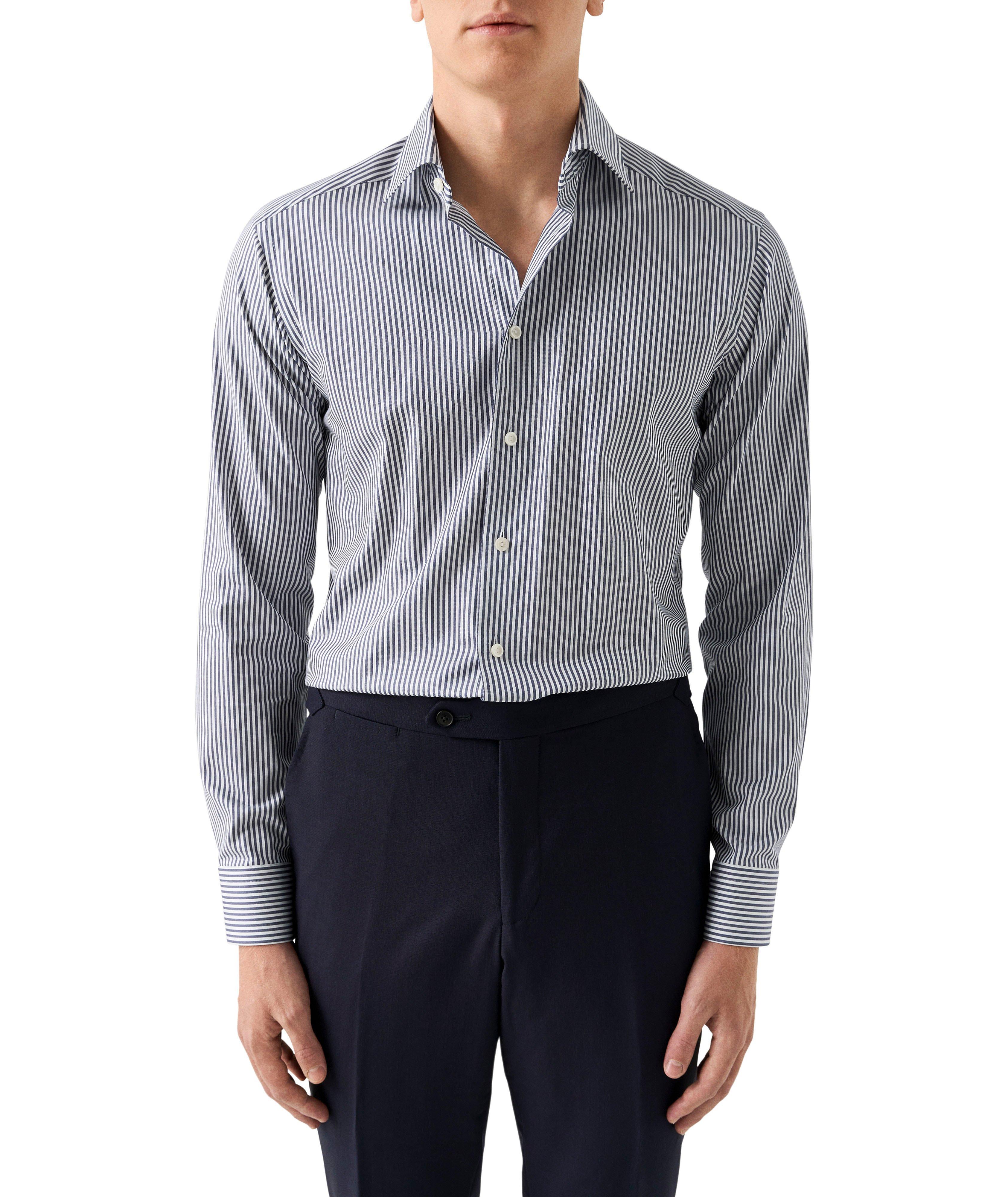 Contemporary-Fit Striped Cotton-Blend Dress Shirt image 1