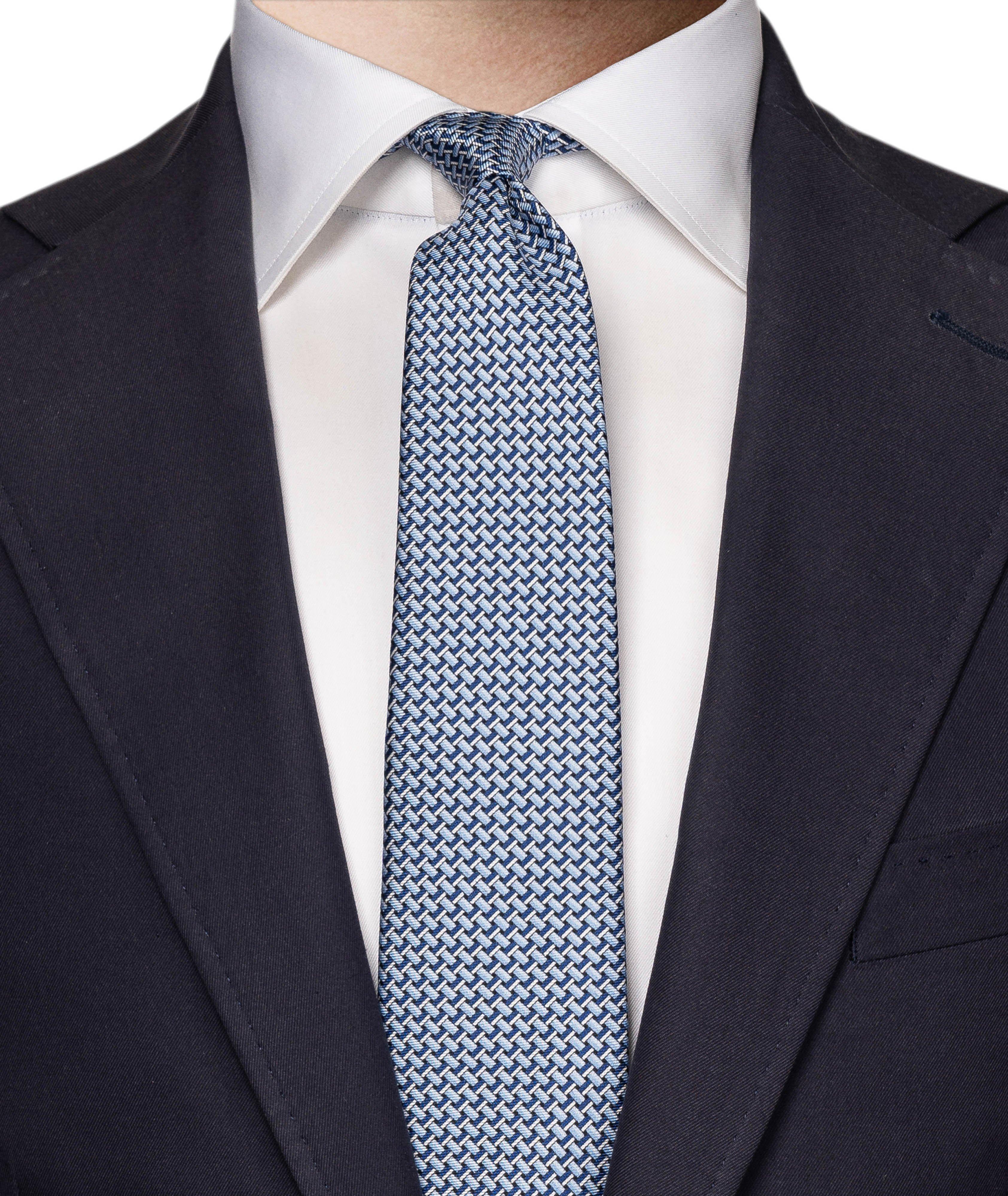 Geometric Woven Silk Tie image 2