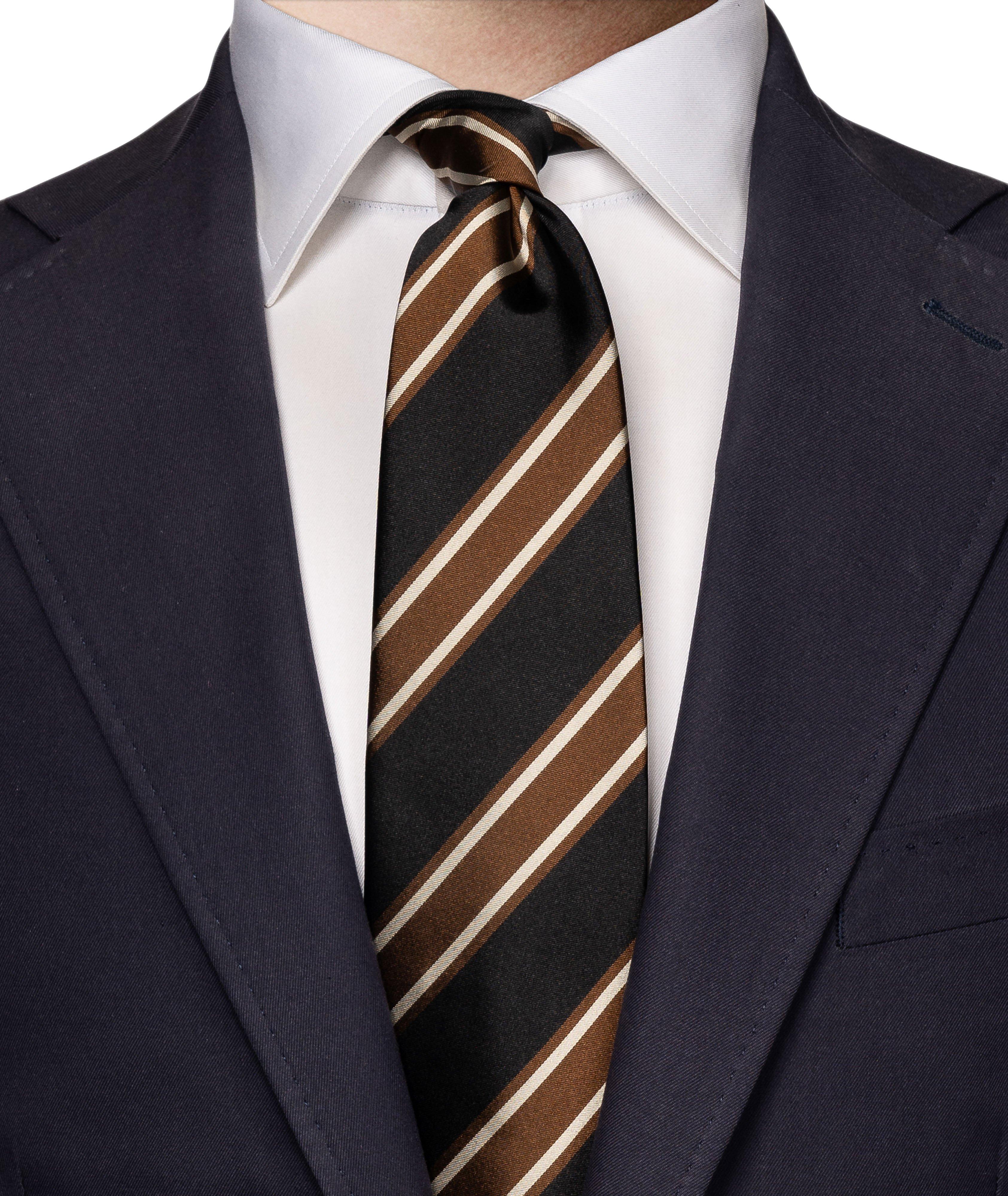 Striped Woven Silk Tie image 2