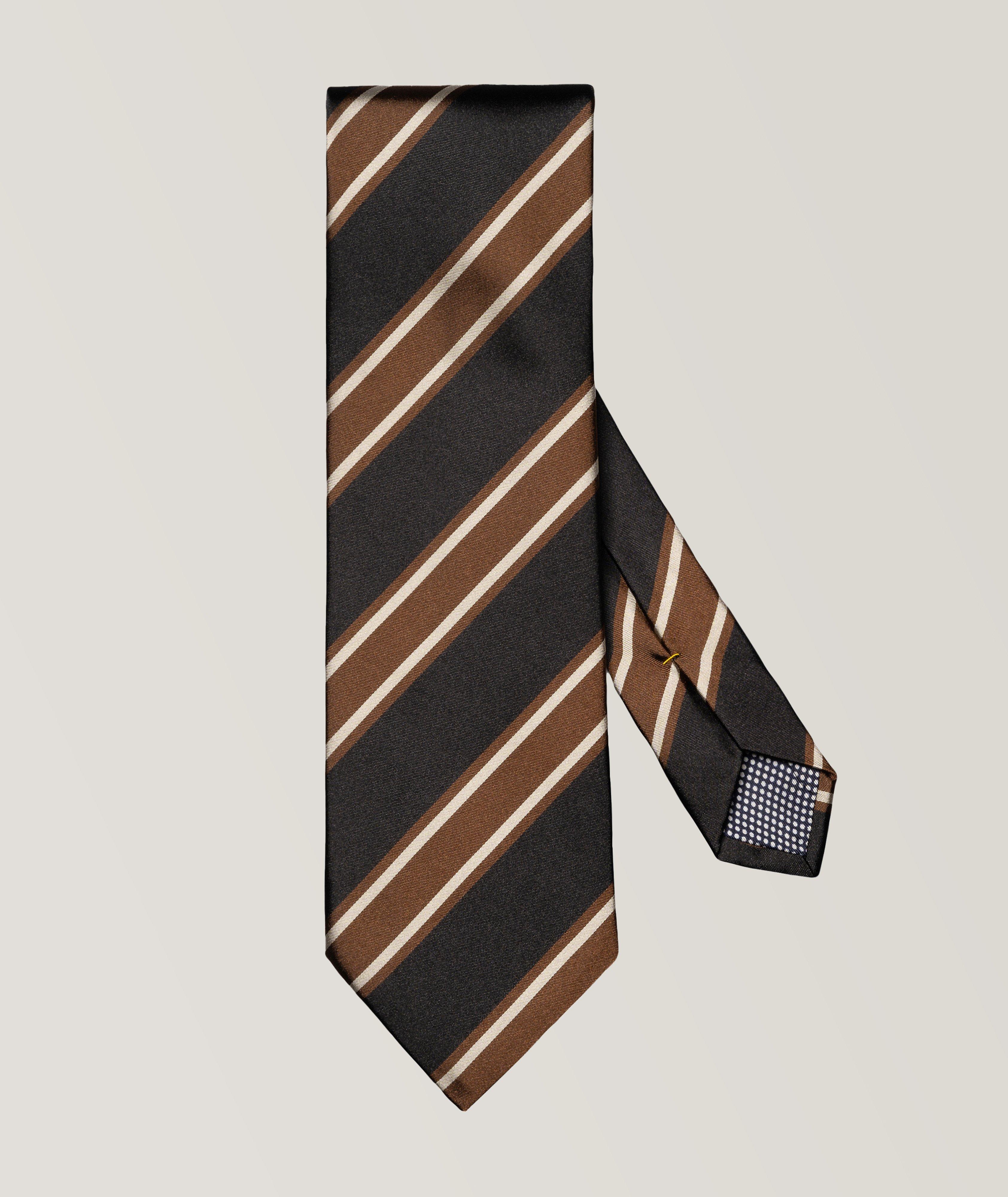 Striped Woven Silk Tie image 0