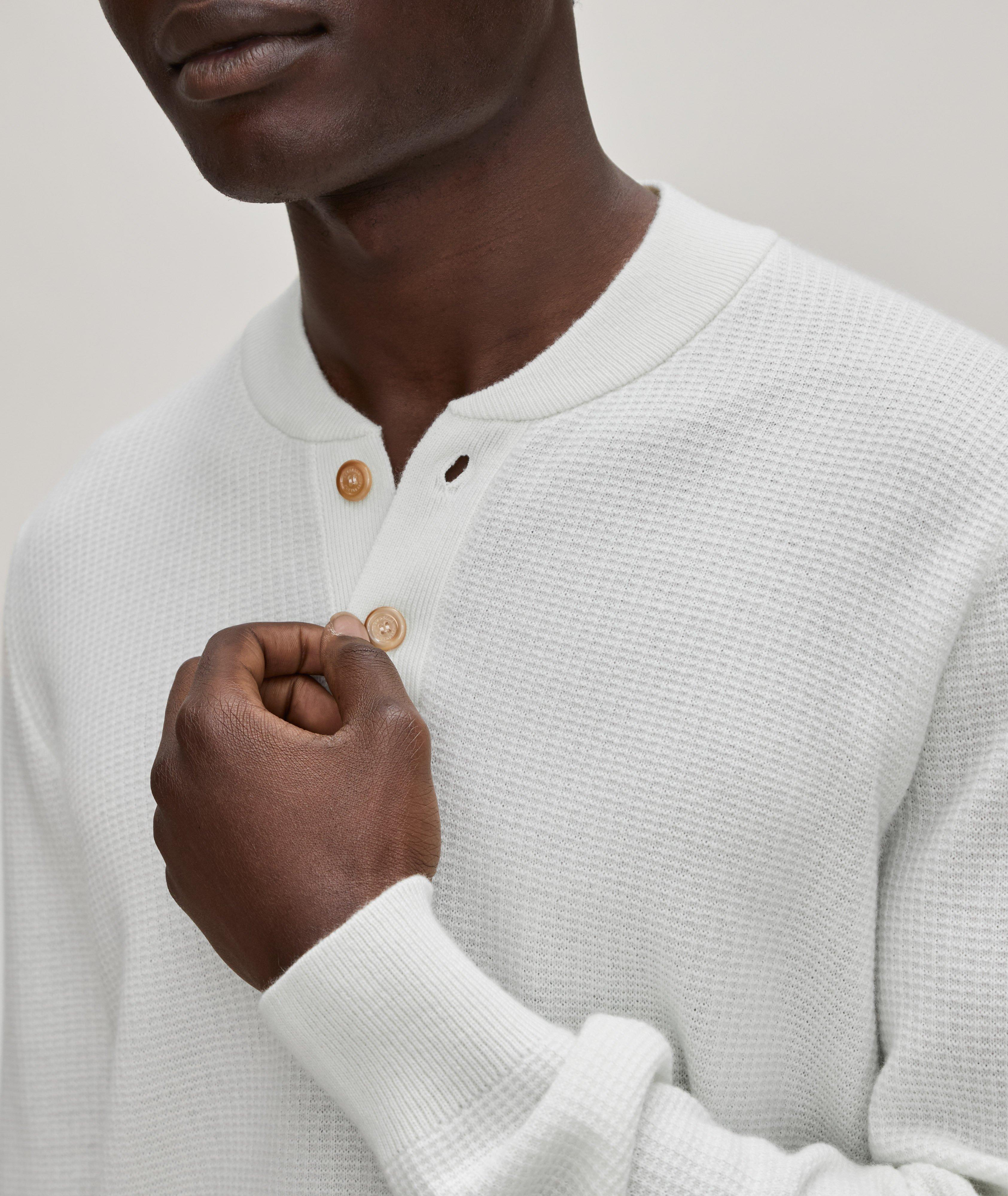 Waffle Knit Cashmere Henley Sweater image 3