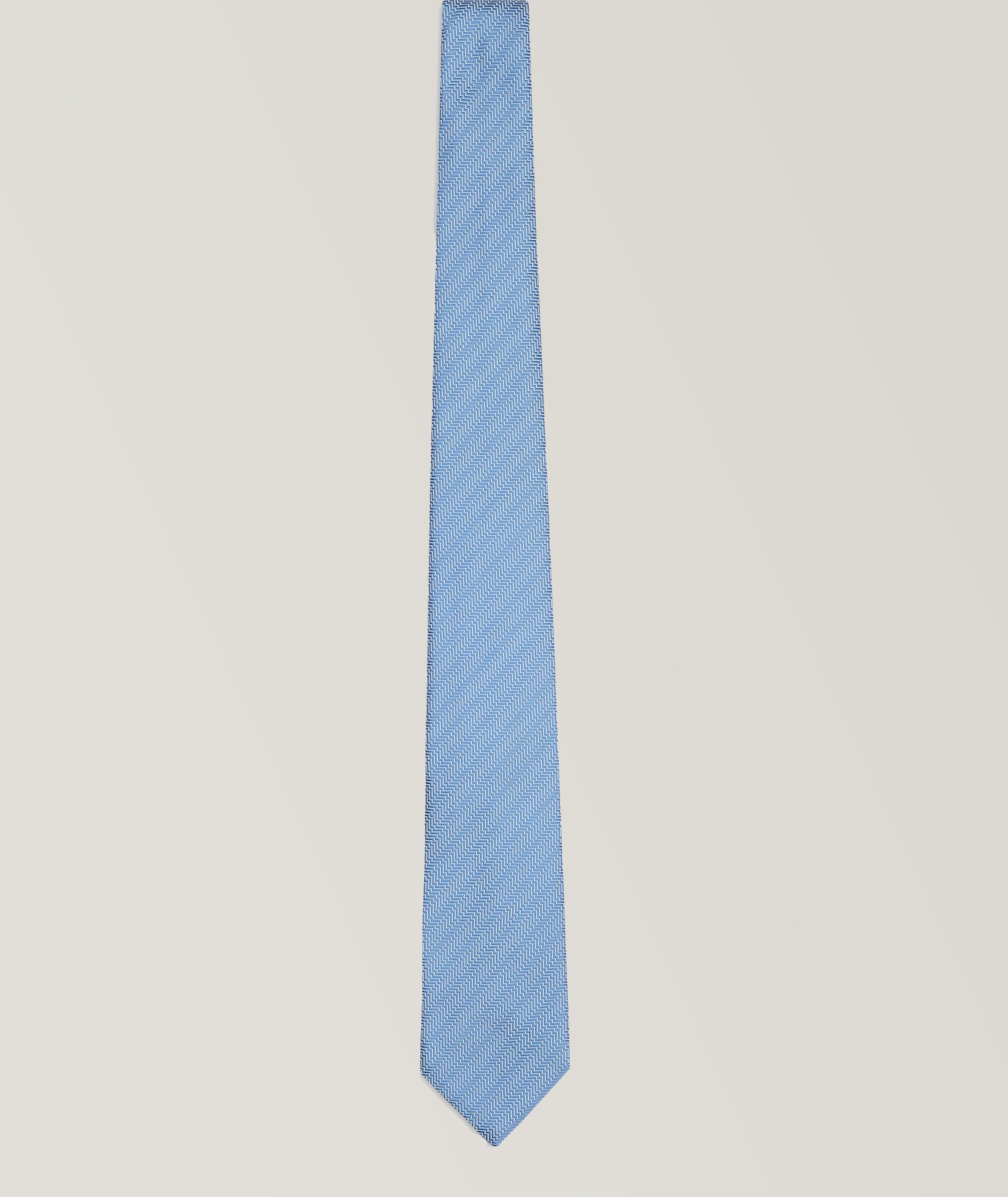 Jacquard Op-Art Motif Silk Tie image 0