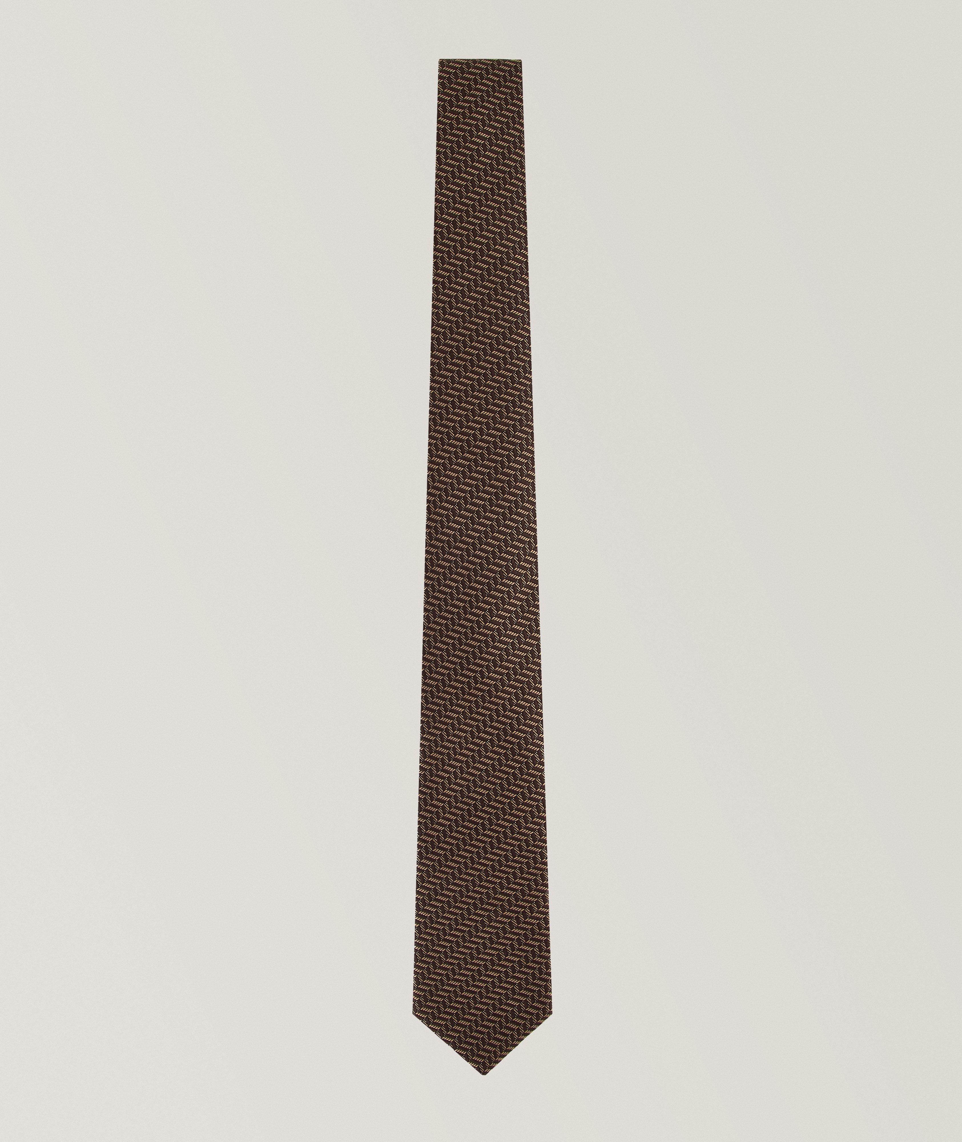Jacquard Geometric Silk Tie image 0