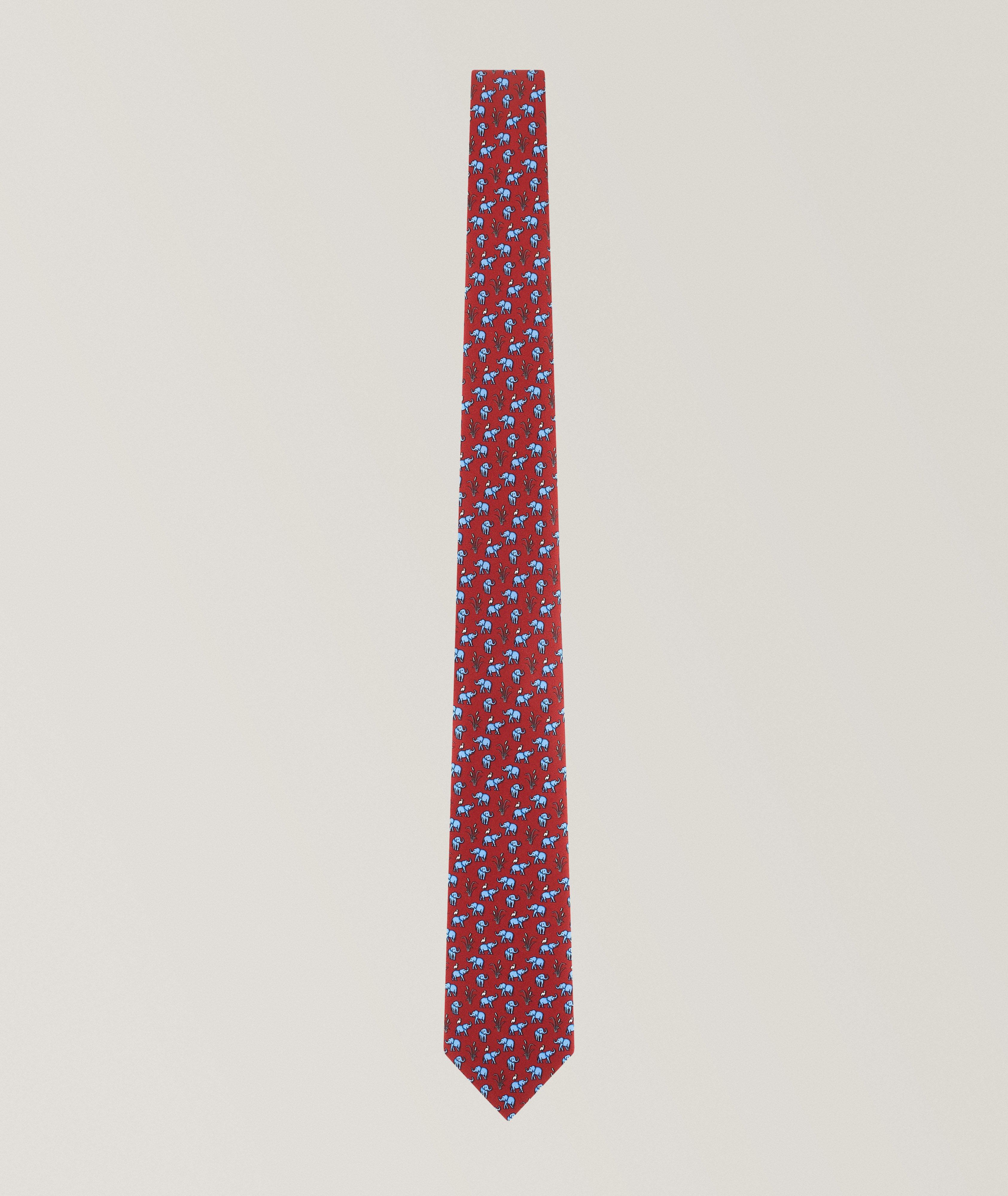 Elephant Print Silk Tie image 0