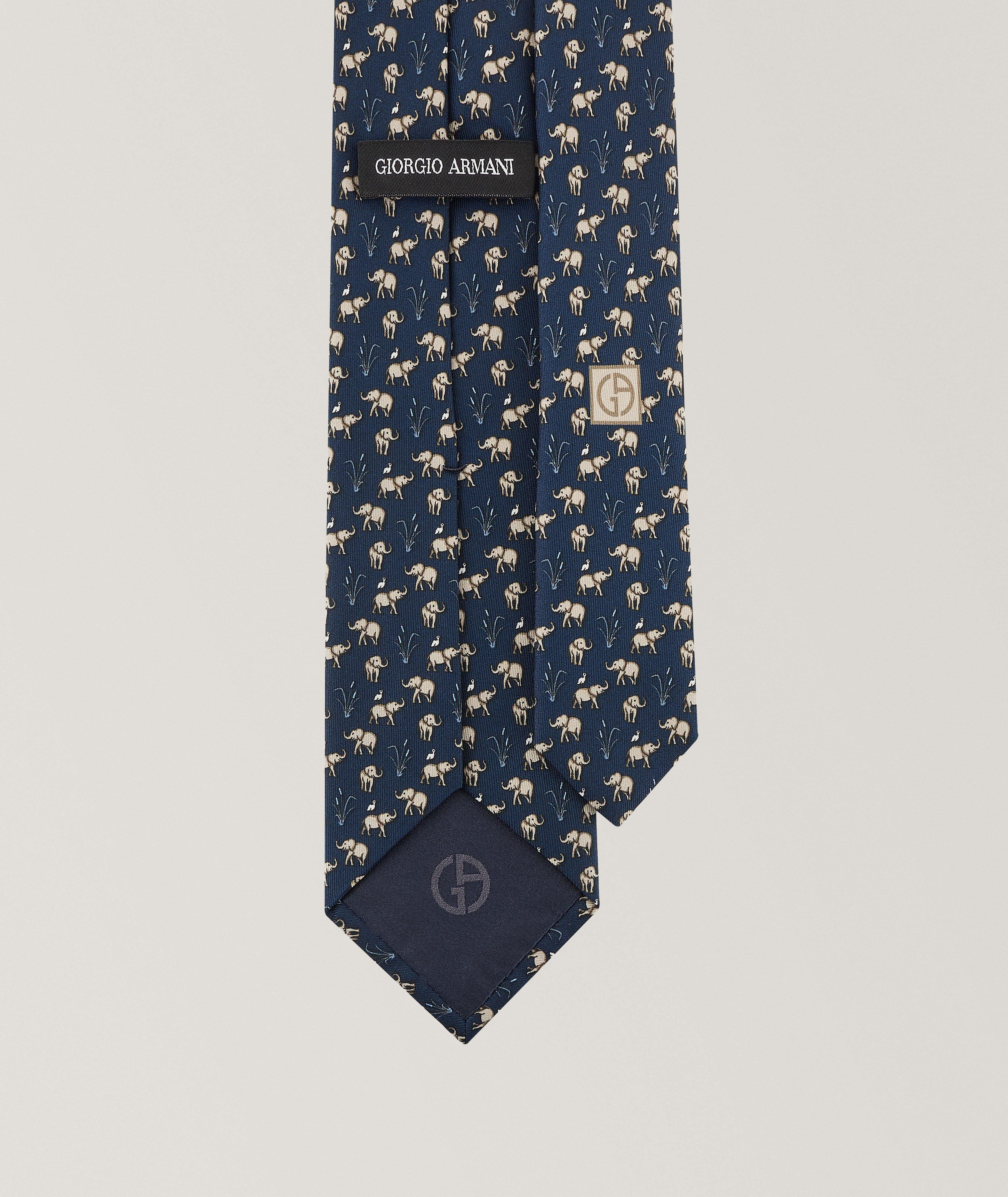 Elephant Print Silk Tie image 1