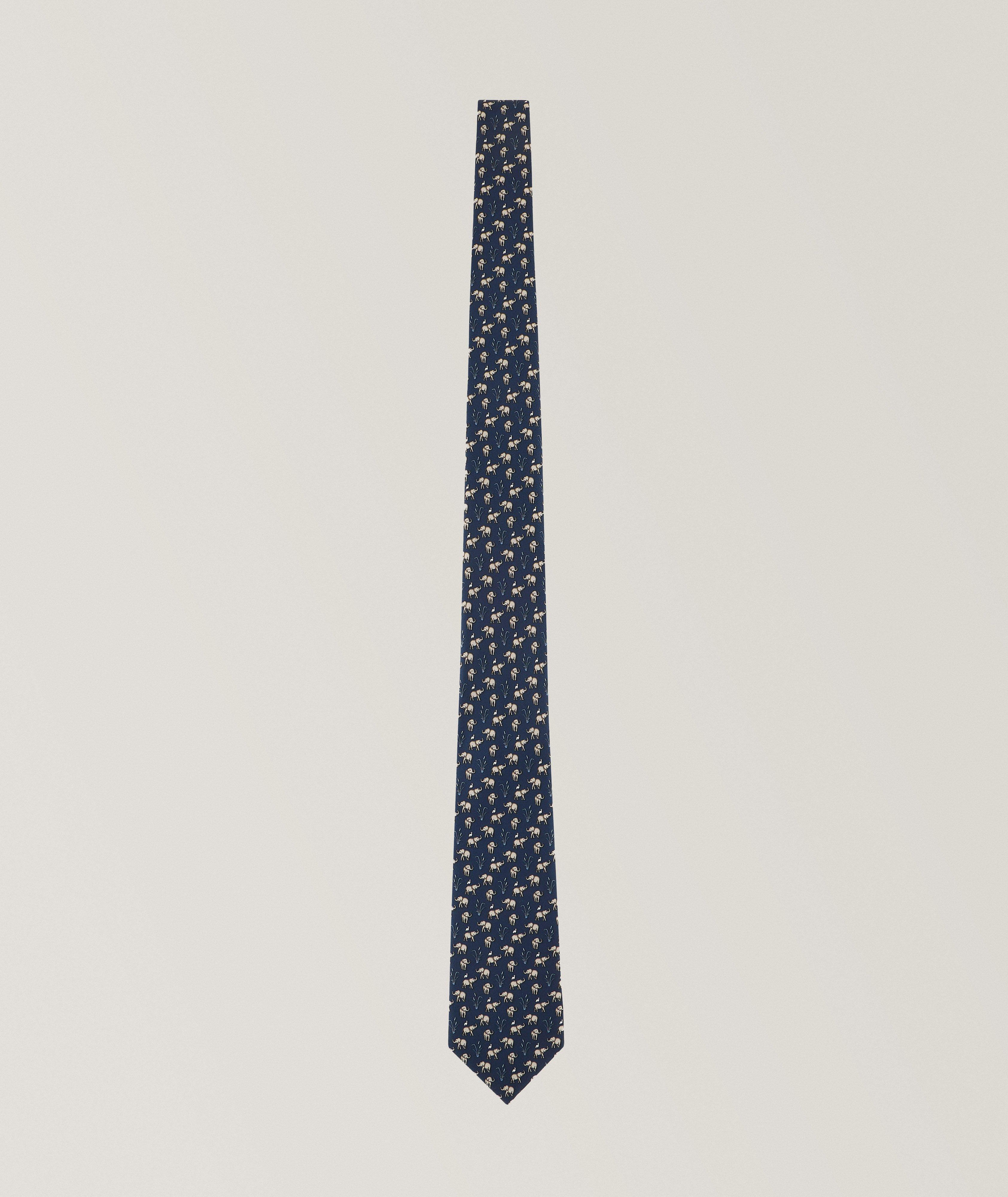 Elephant Print Silk Tie image 0