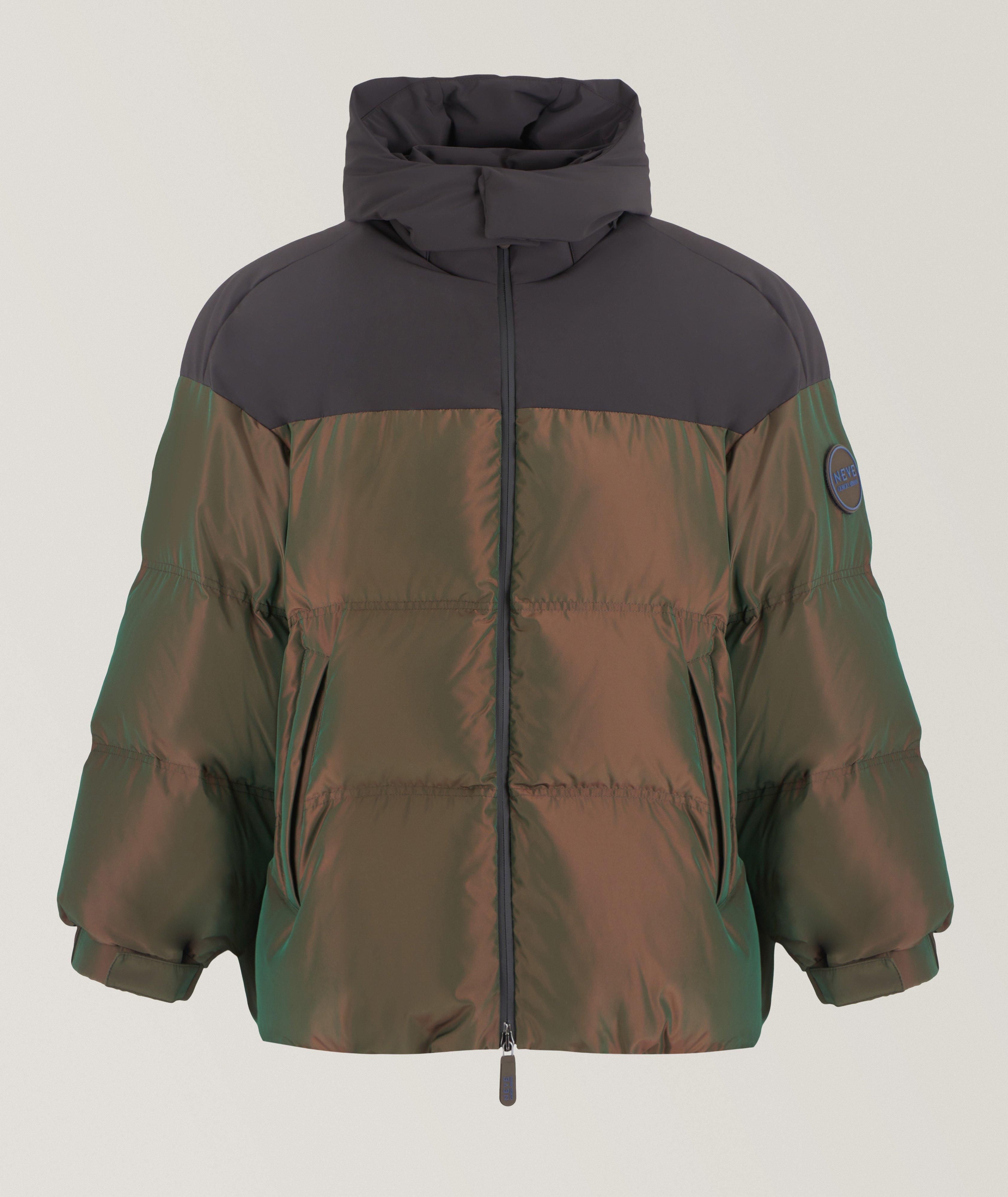 Iridescent Hooded Waterproof Down Puffer Jacket image 0