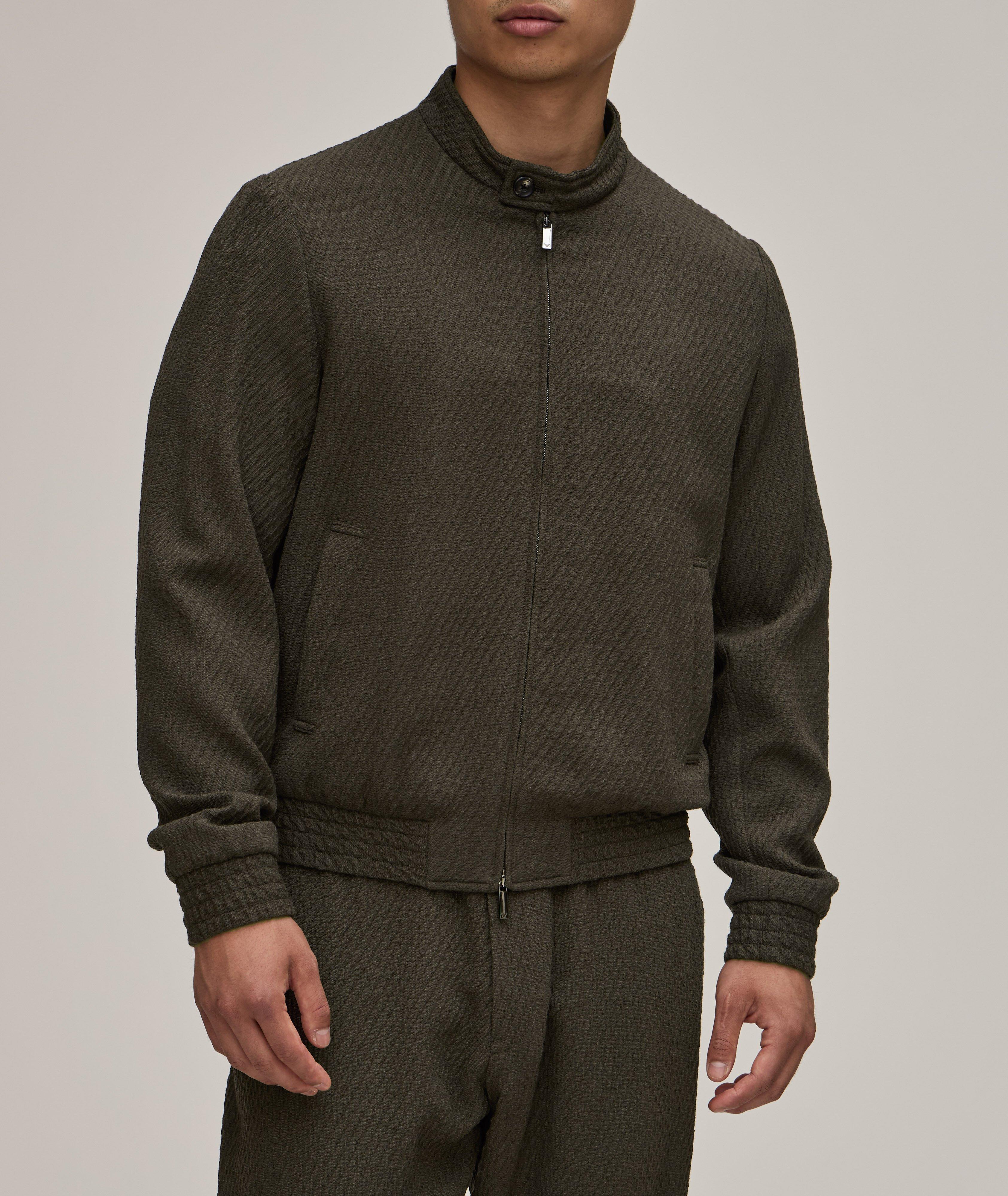 Stretch-Virgin Wool Textured Blouson Jacket  image 1