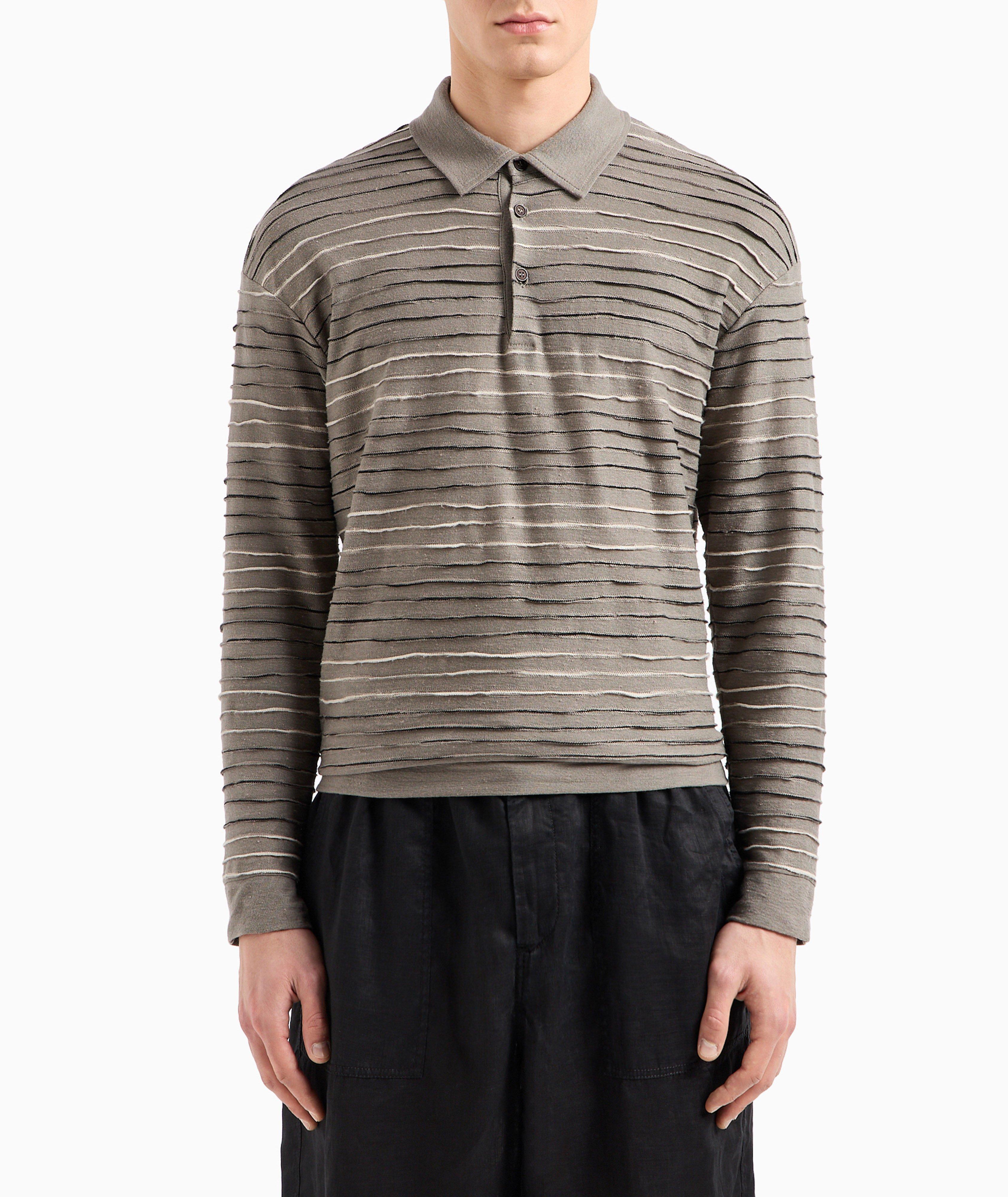 Long-Sleeve Jacquard Striped Polo  image 1