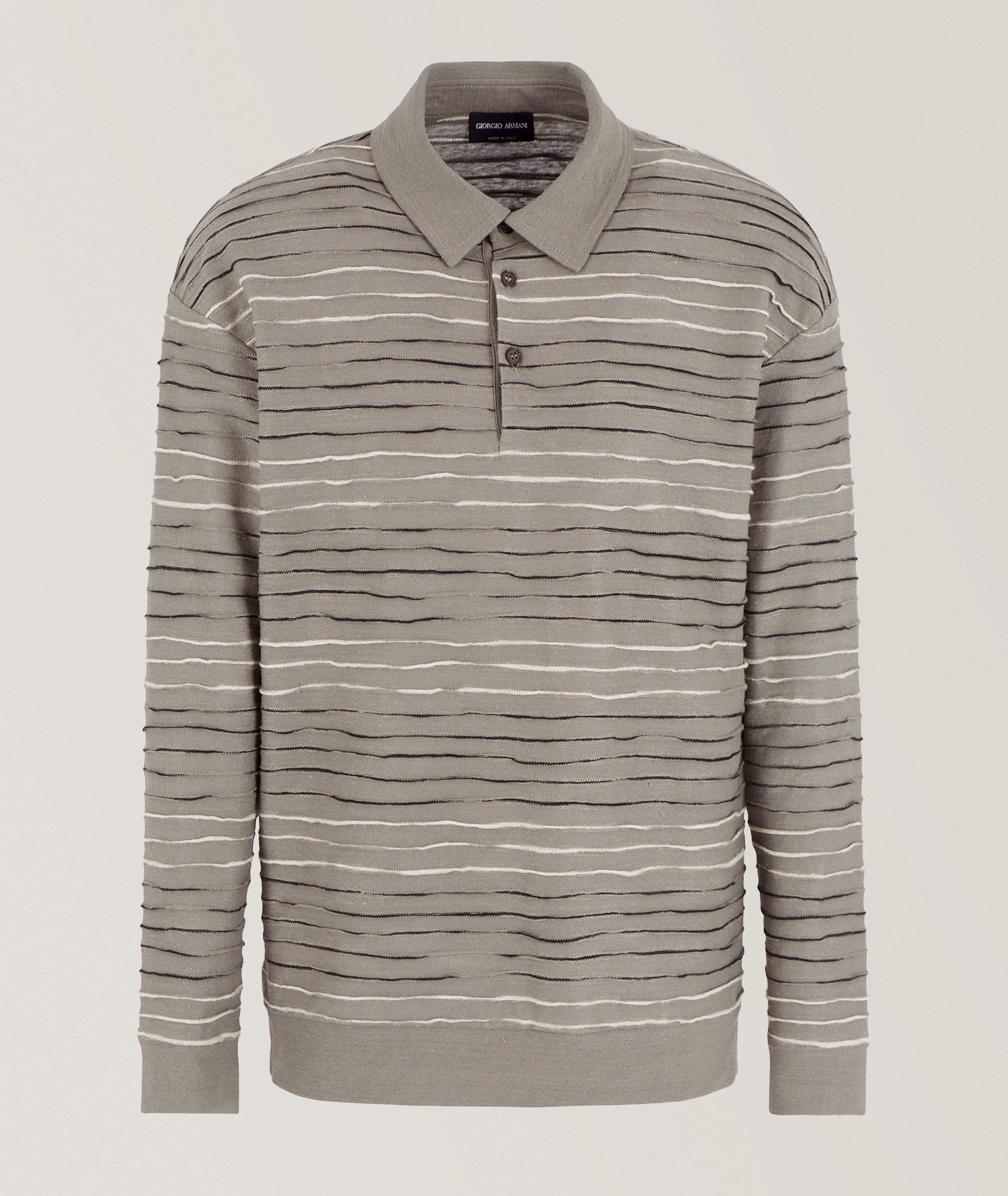 Long-Sleeve Jacquard Striped Polo  image 0