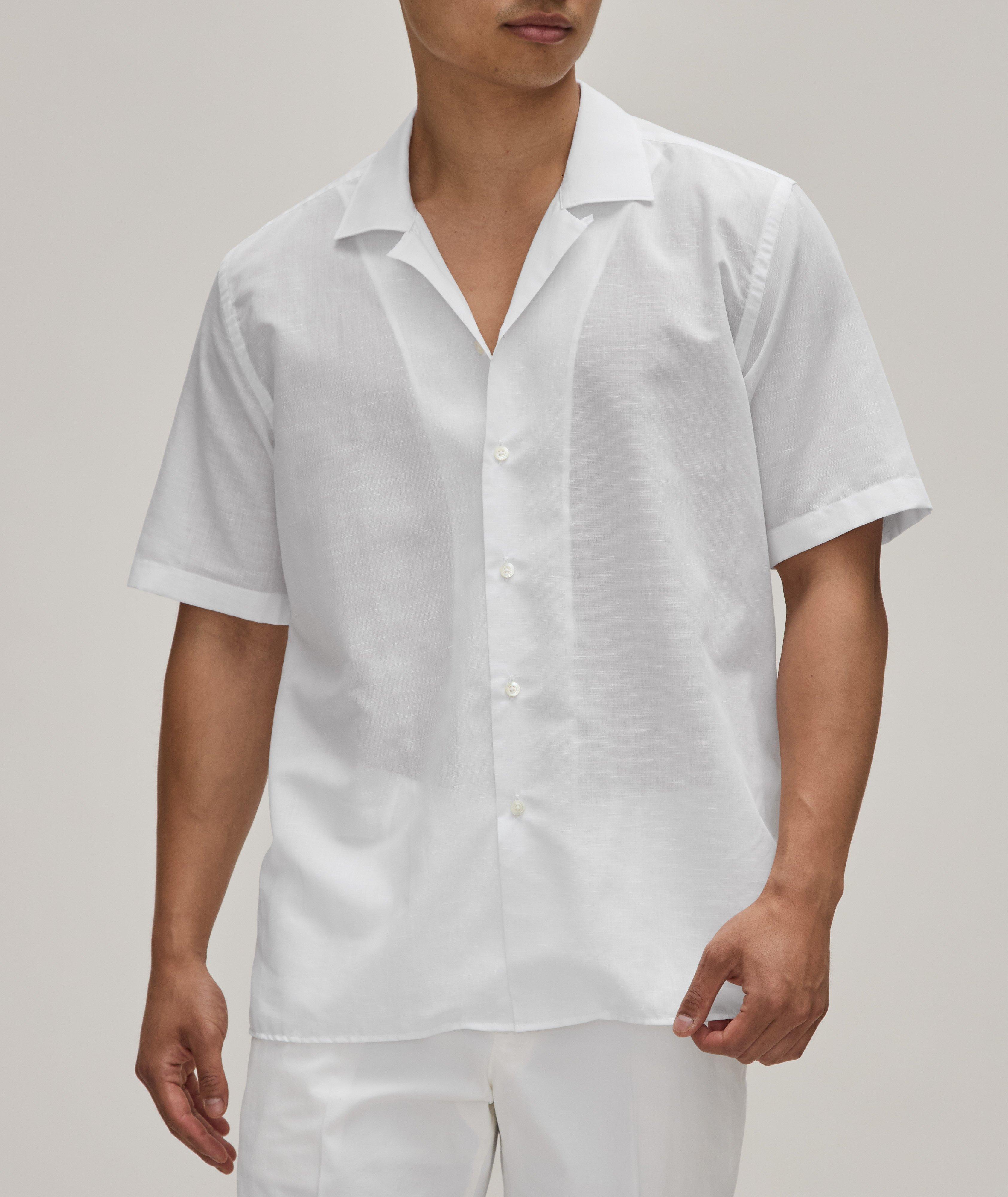 Textured Cotton-Linen Sport Shirt image 1