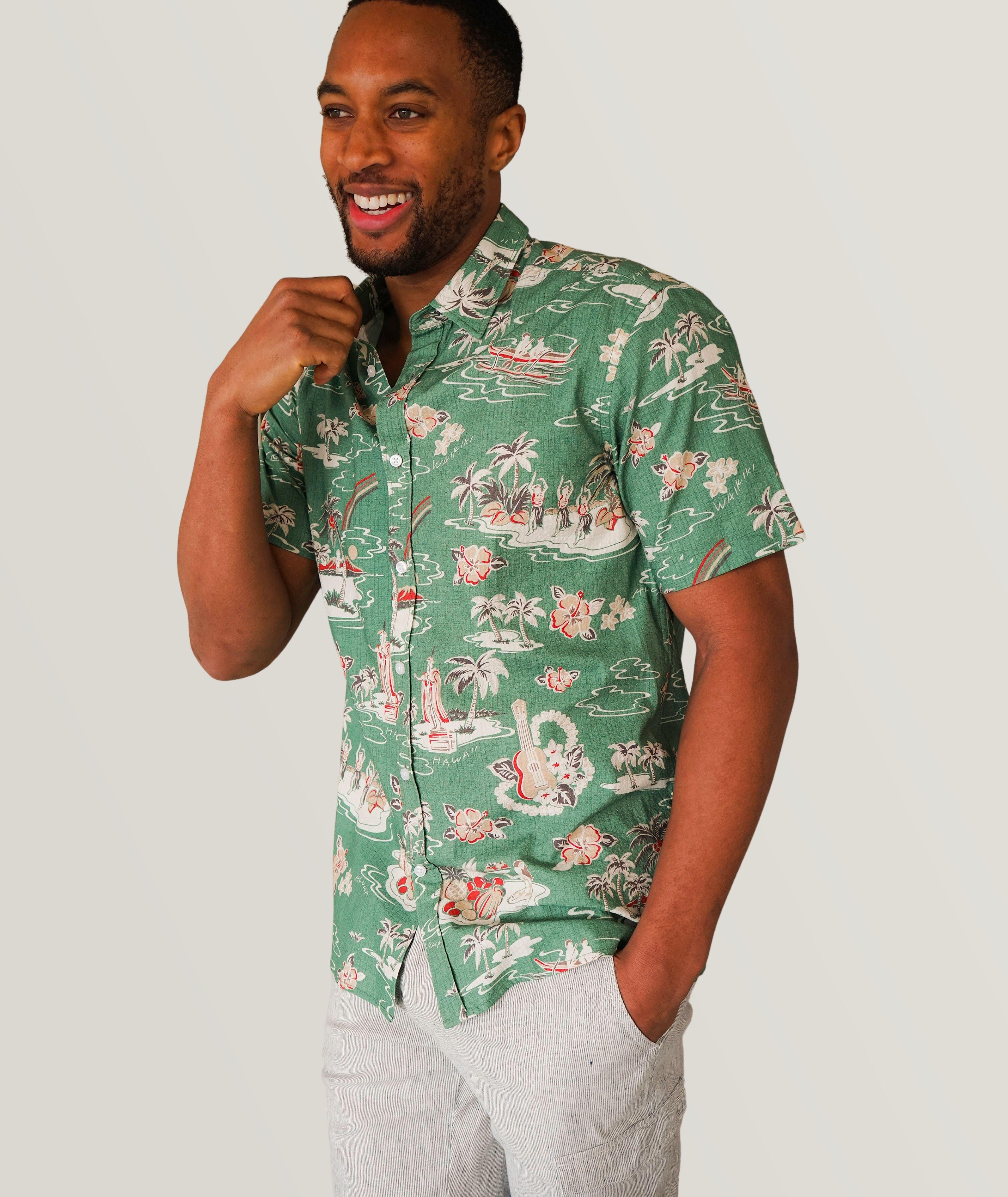 Chemise Reynolds en toile seersucker à motif tropical image 1