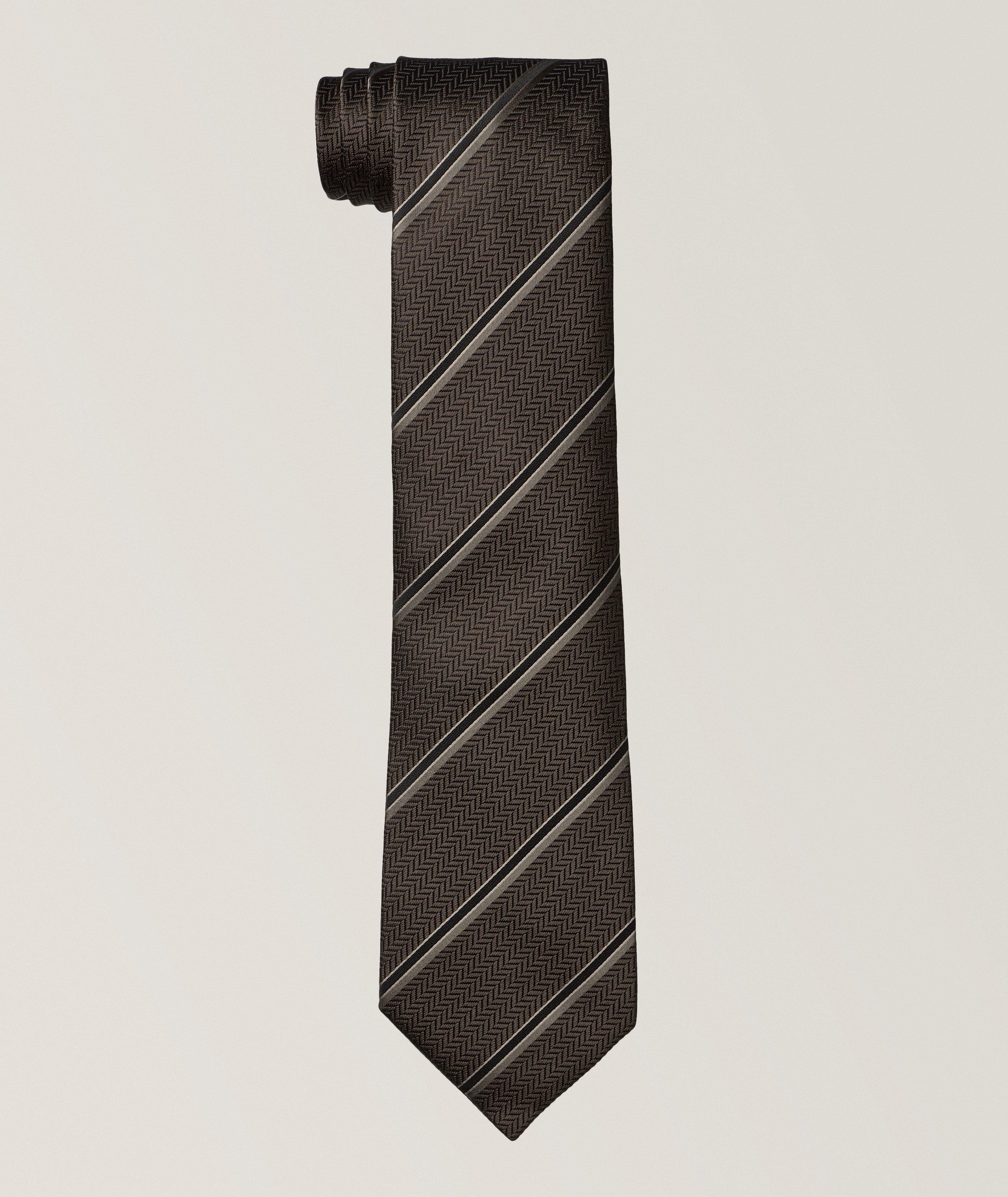 Regimental Herringbone Silk Tie image 0