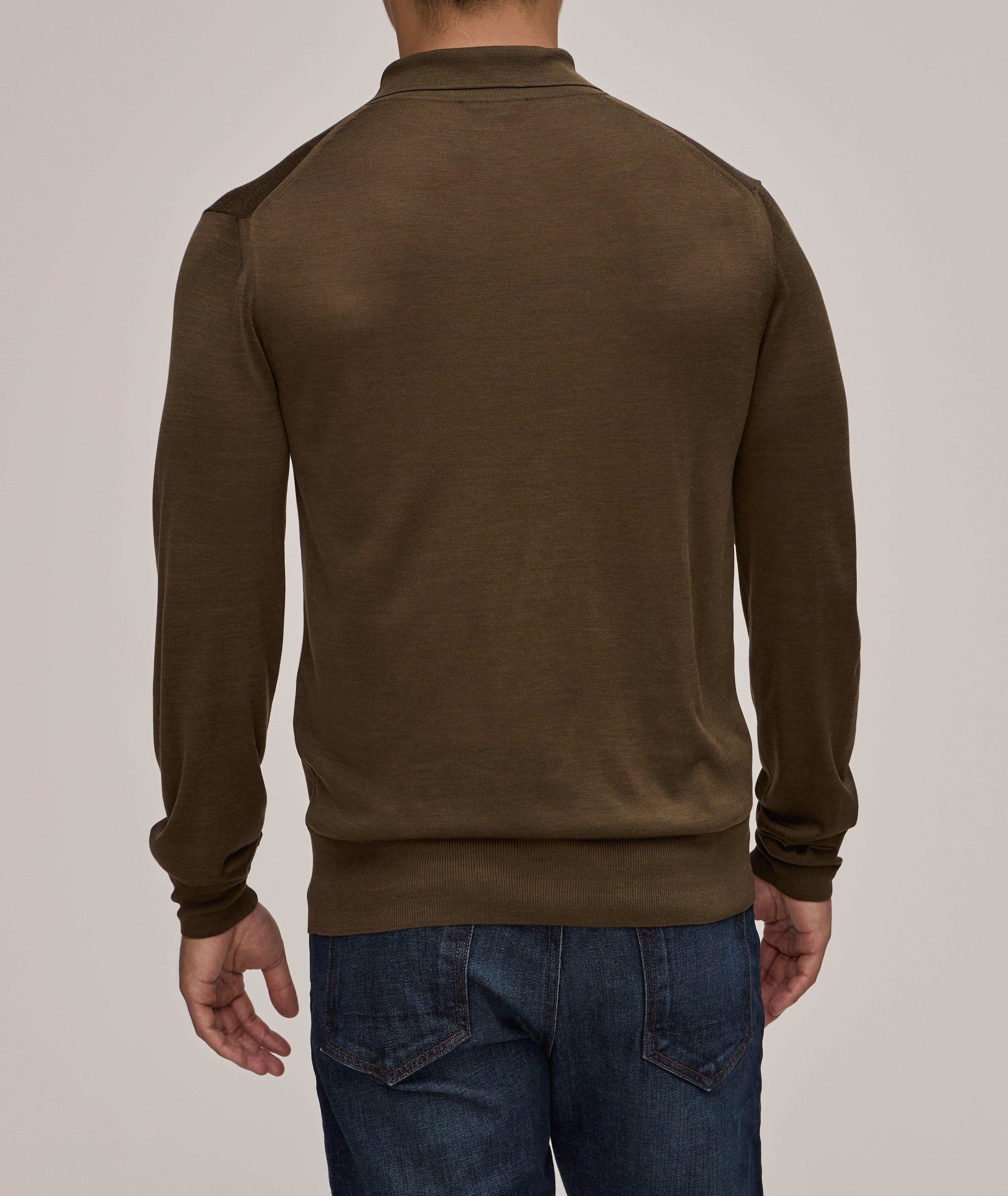 Silk-Blend Long-Sleeve Military Polo image 2