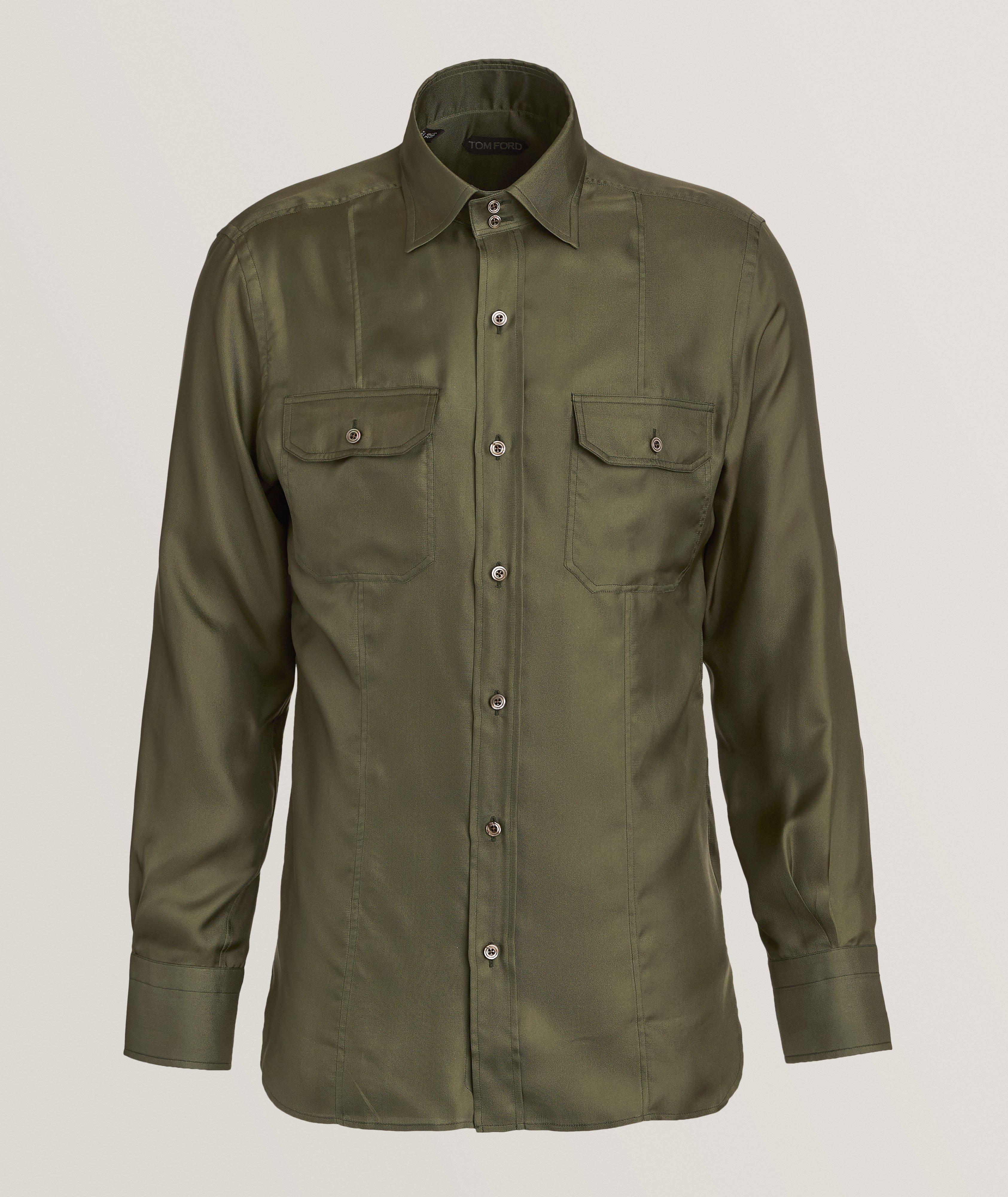 Chemise de style utilitaire en twill de soie image 0