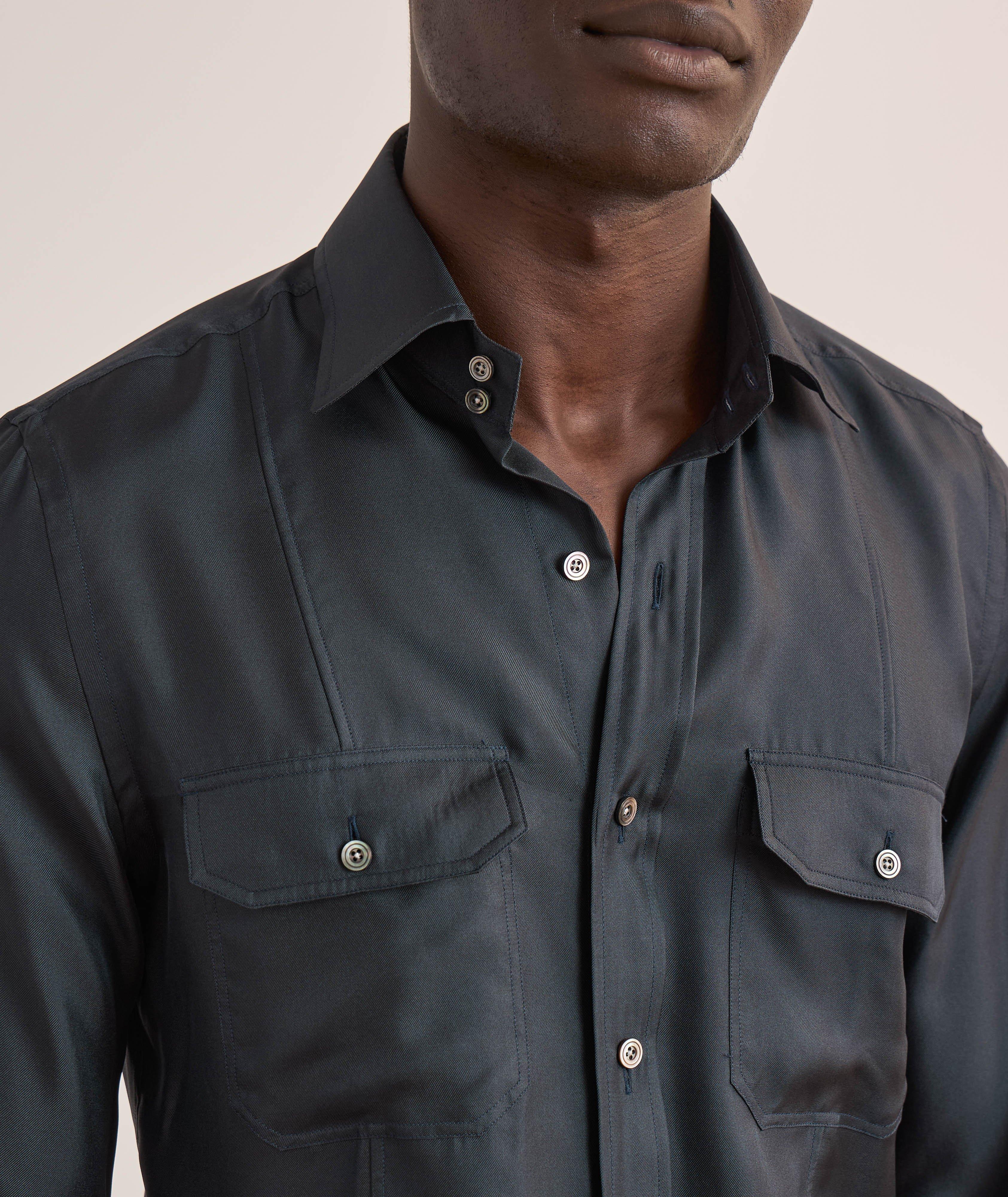 Washed Silk Military Shirt image 3