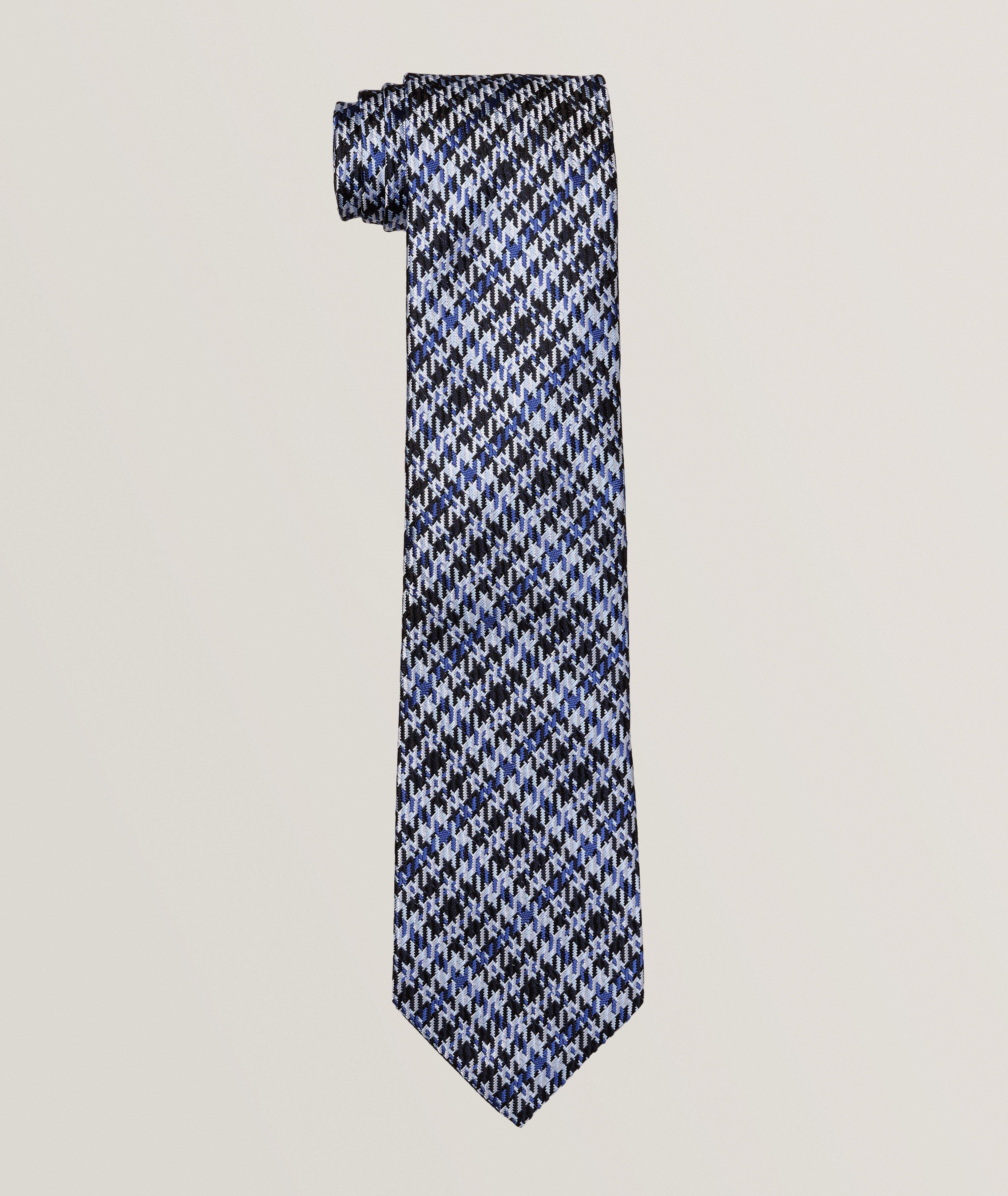 Tonal Overcheck Silk Tie image 0