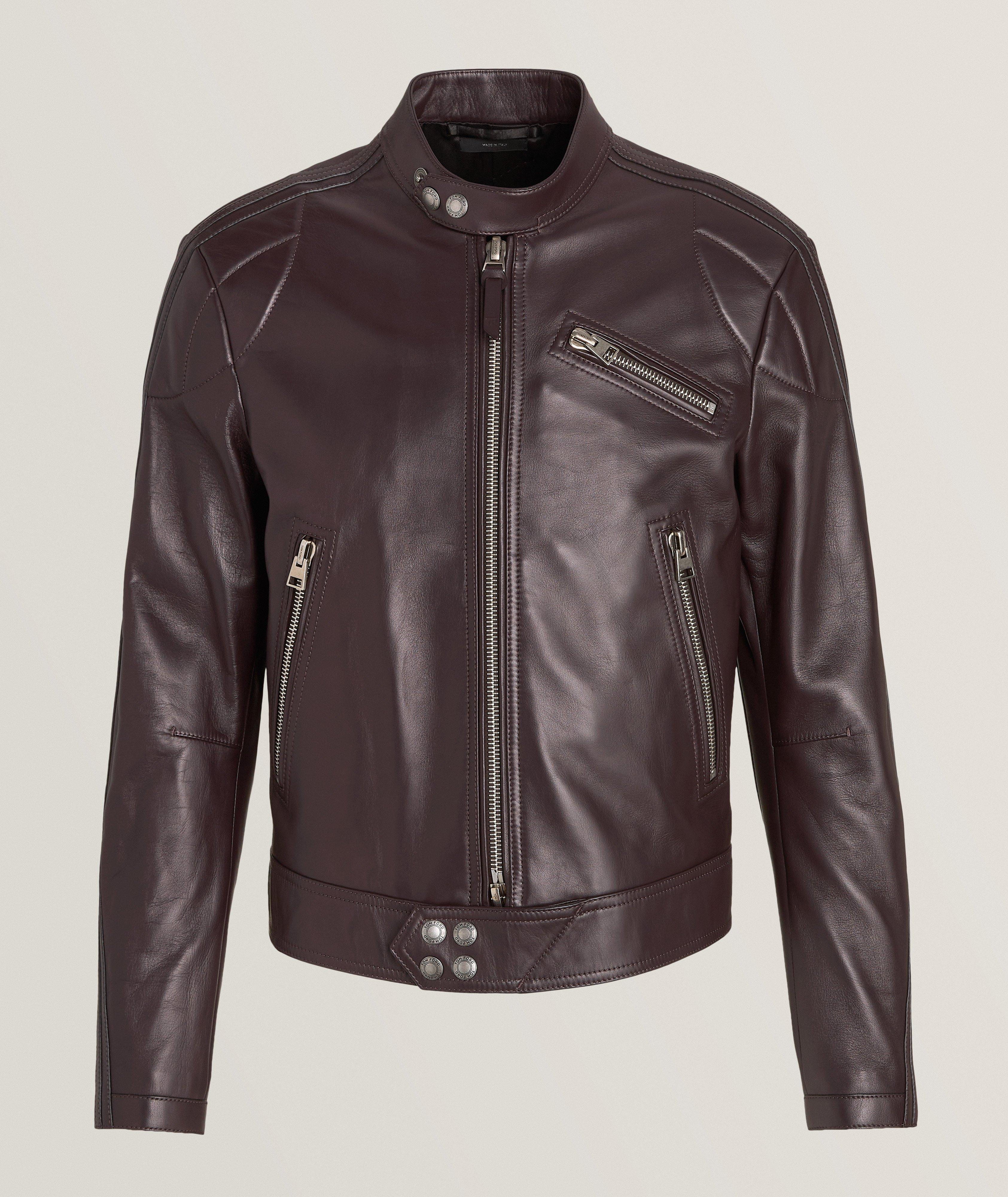 Blouson de style moto en cuir grenu image 0