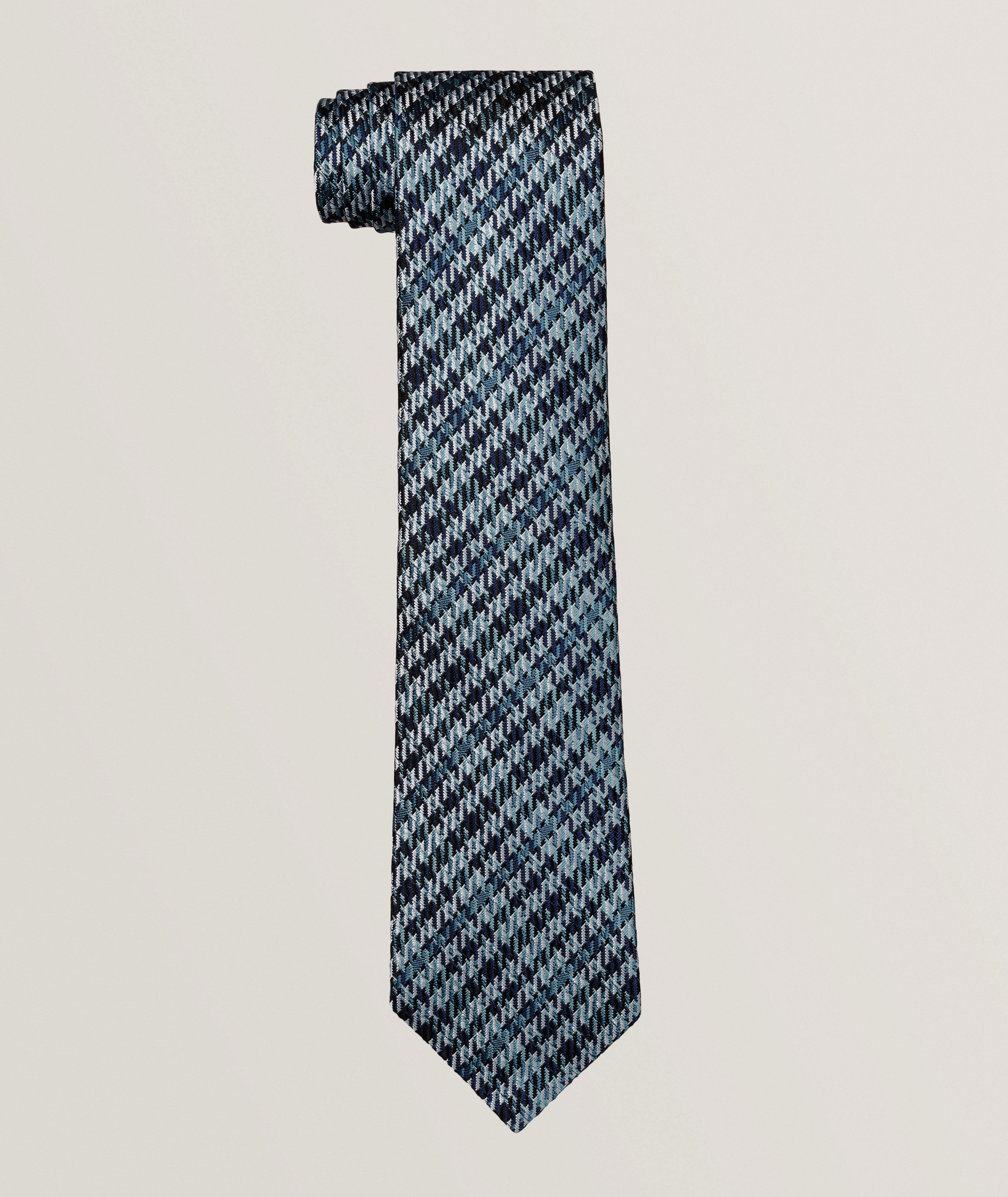 Tonal Overcheck Silk Tie  image 0