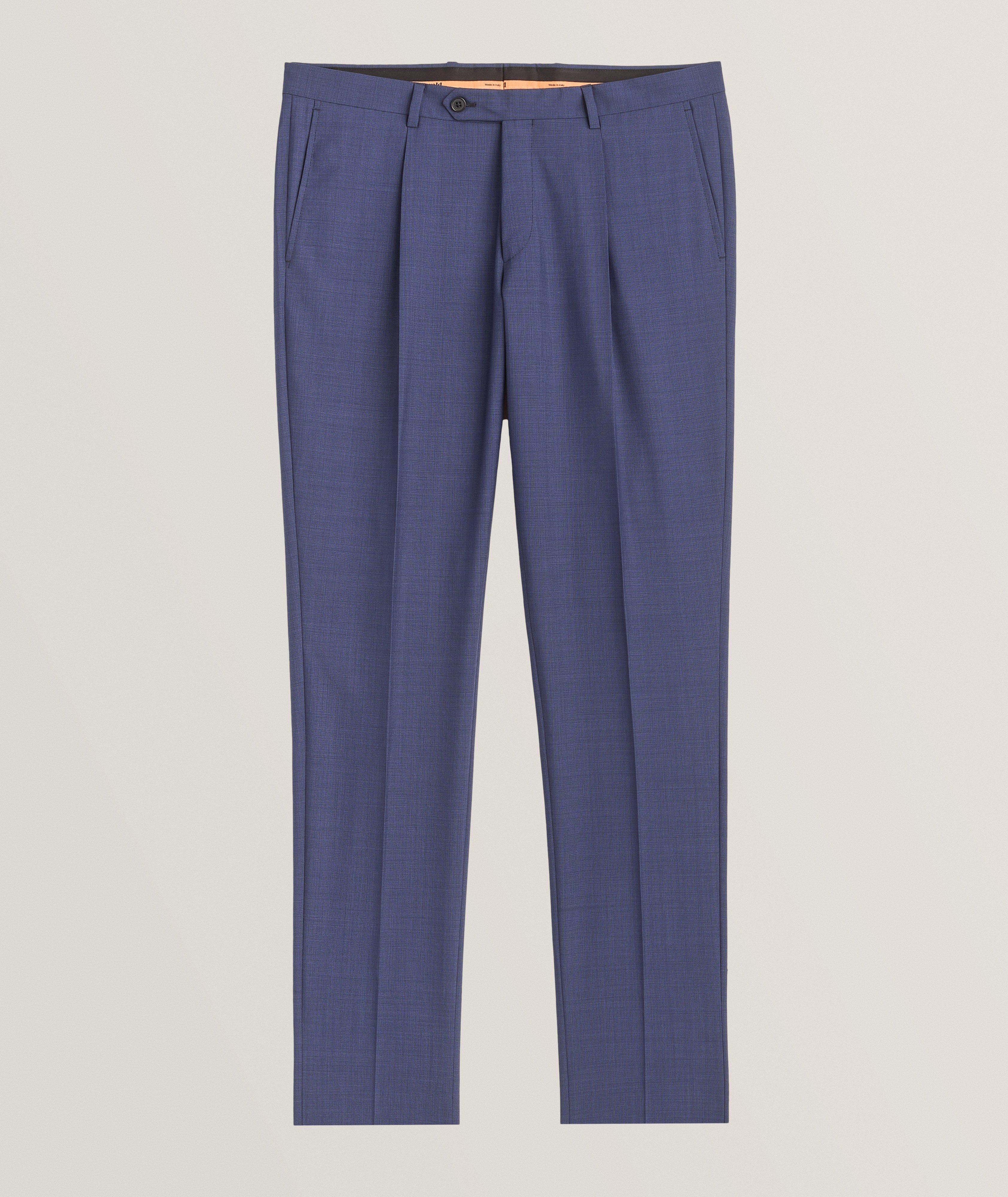 Textured Pleated Wool Pants