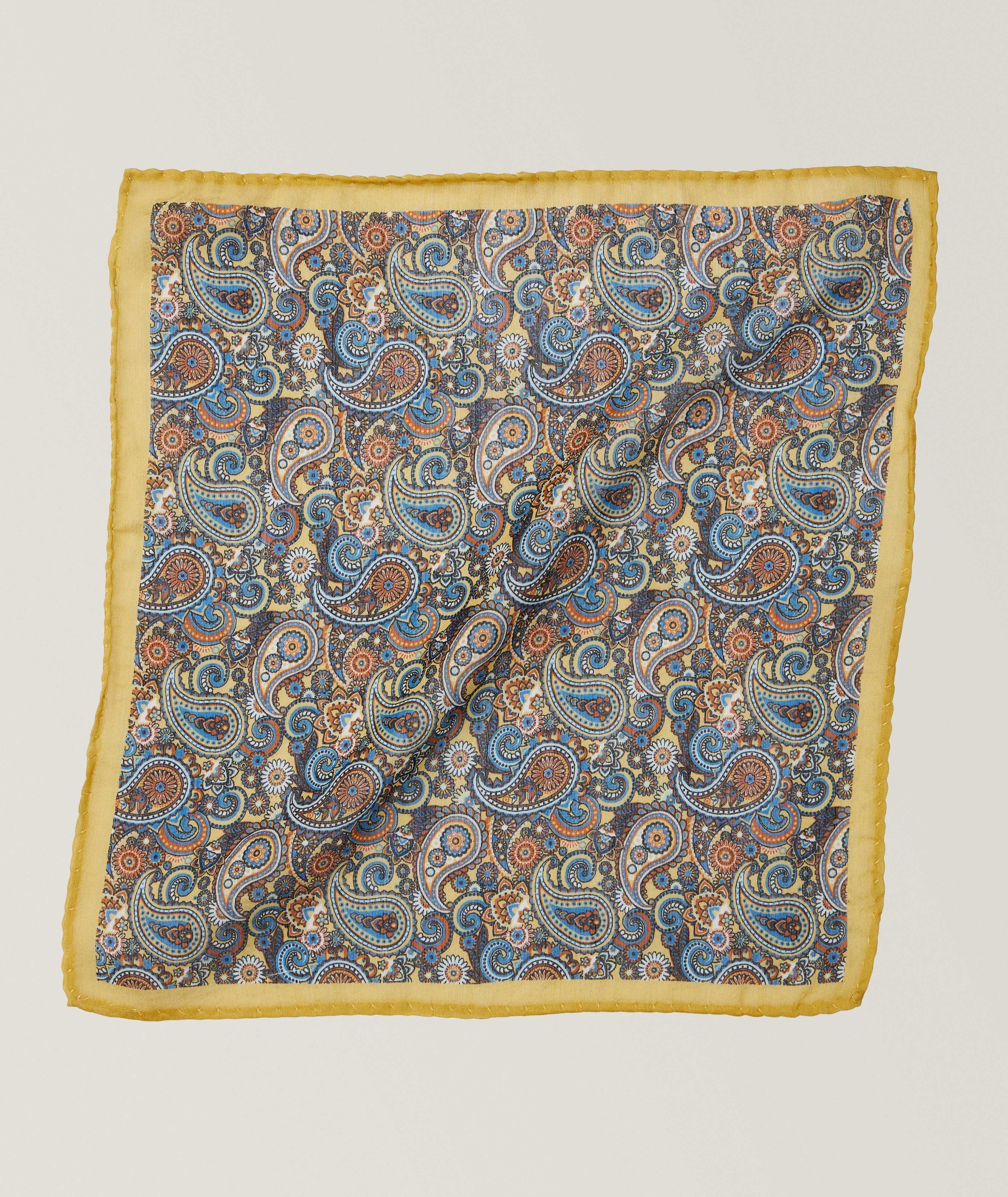 Dion Mouchoir de poche en soie à motif paisley