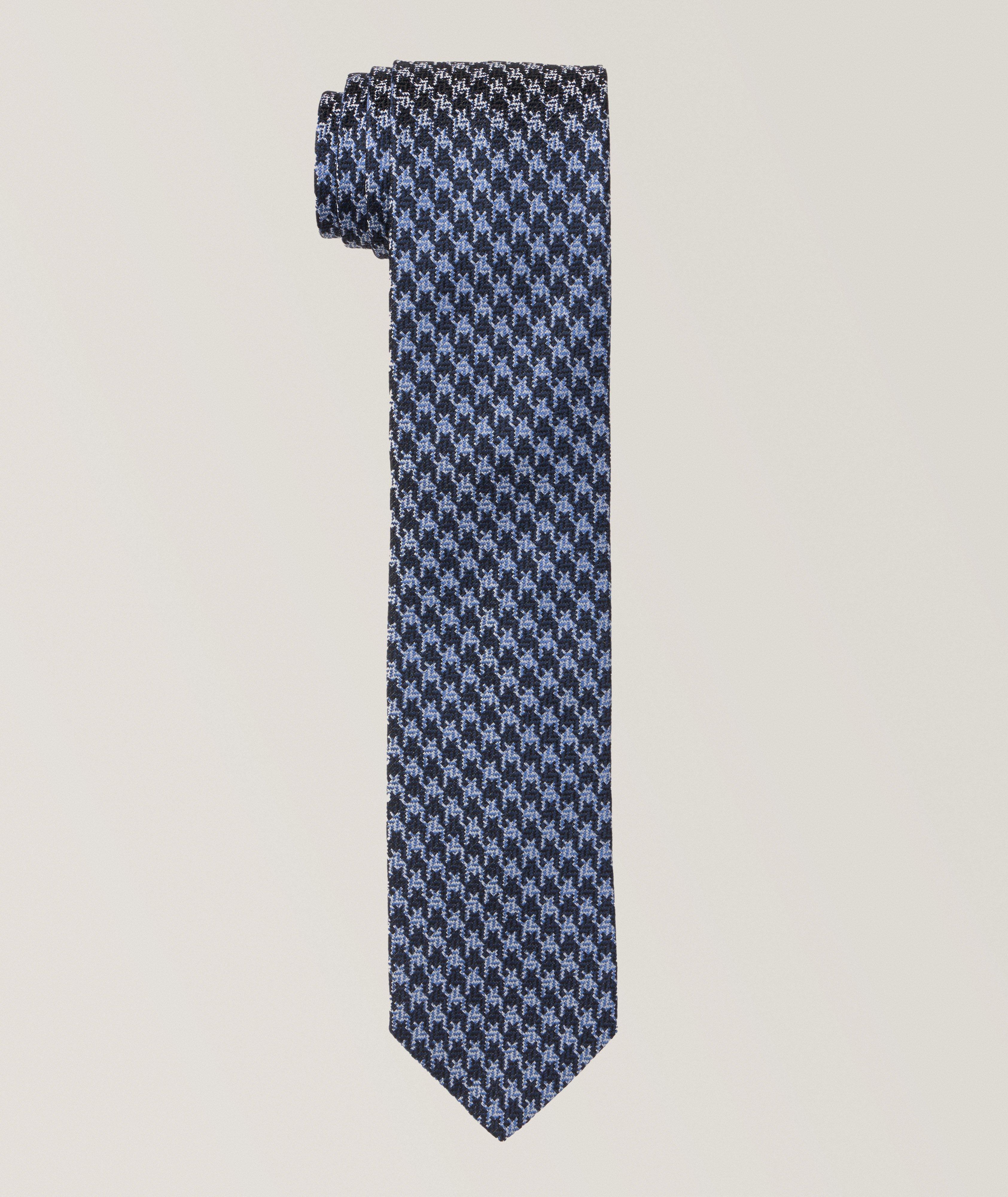 Mélange Houndstooth Woven Silk Tie image 0