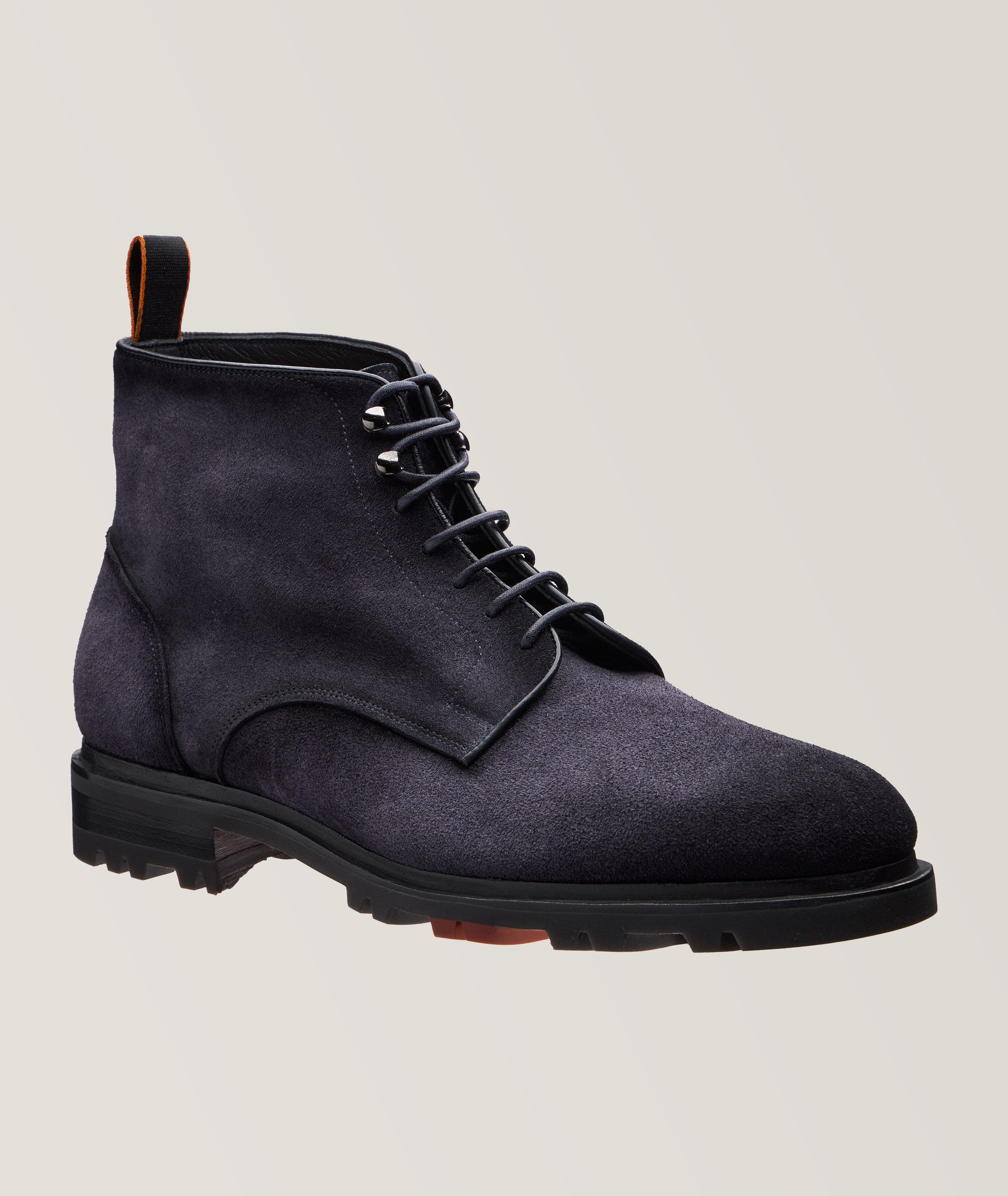 Santoni Burnished Unconstructed Suede Boots