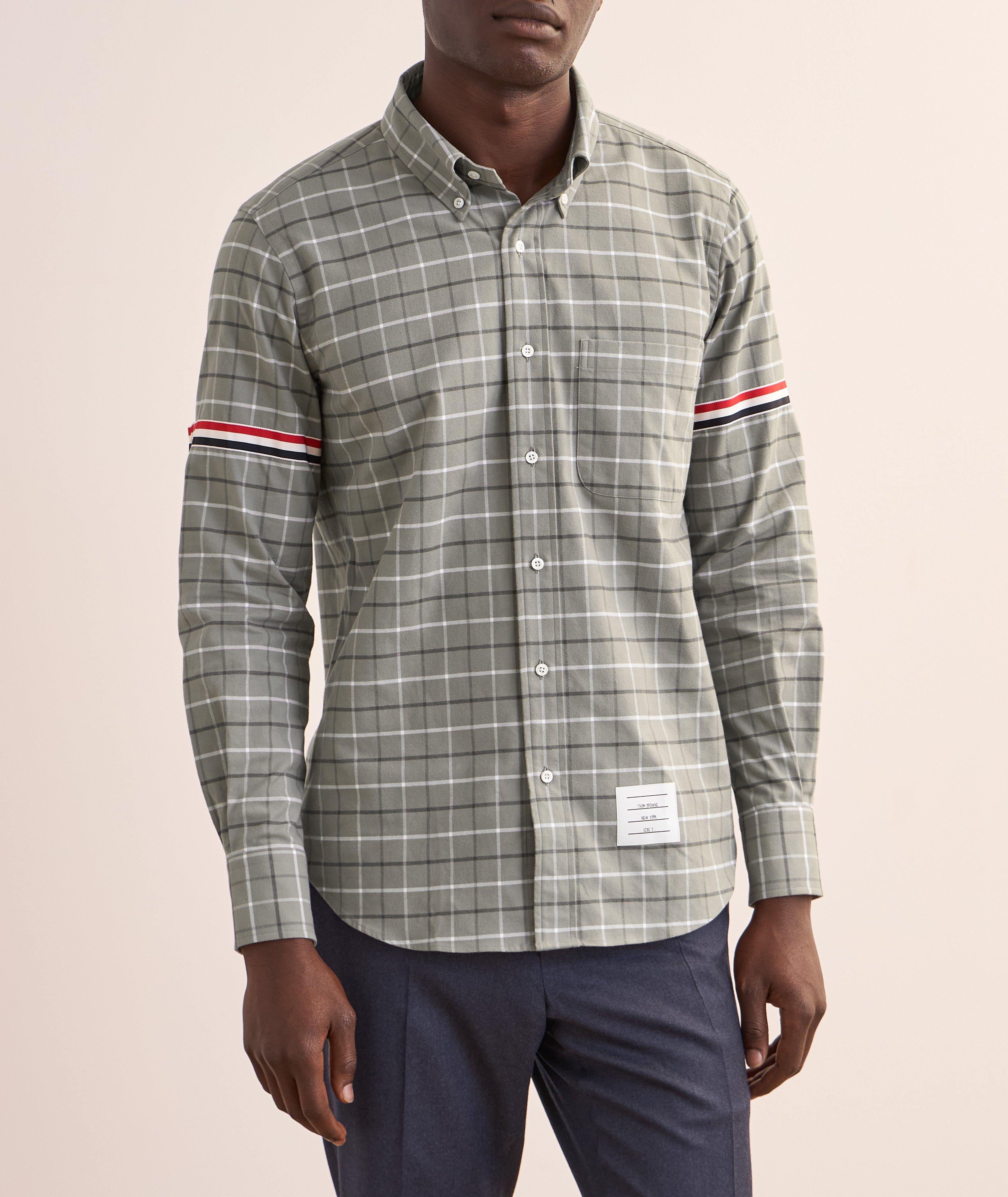 Chemise en flanelle à motif quadrillé avec brassards tricolores image 1