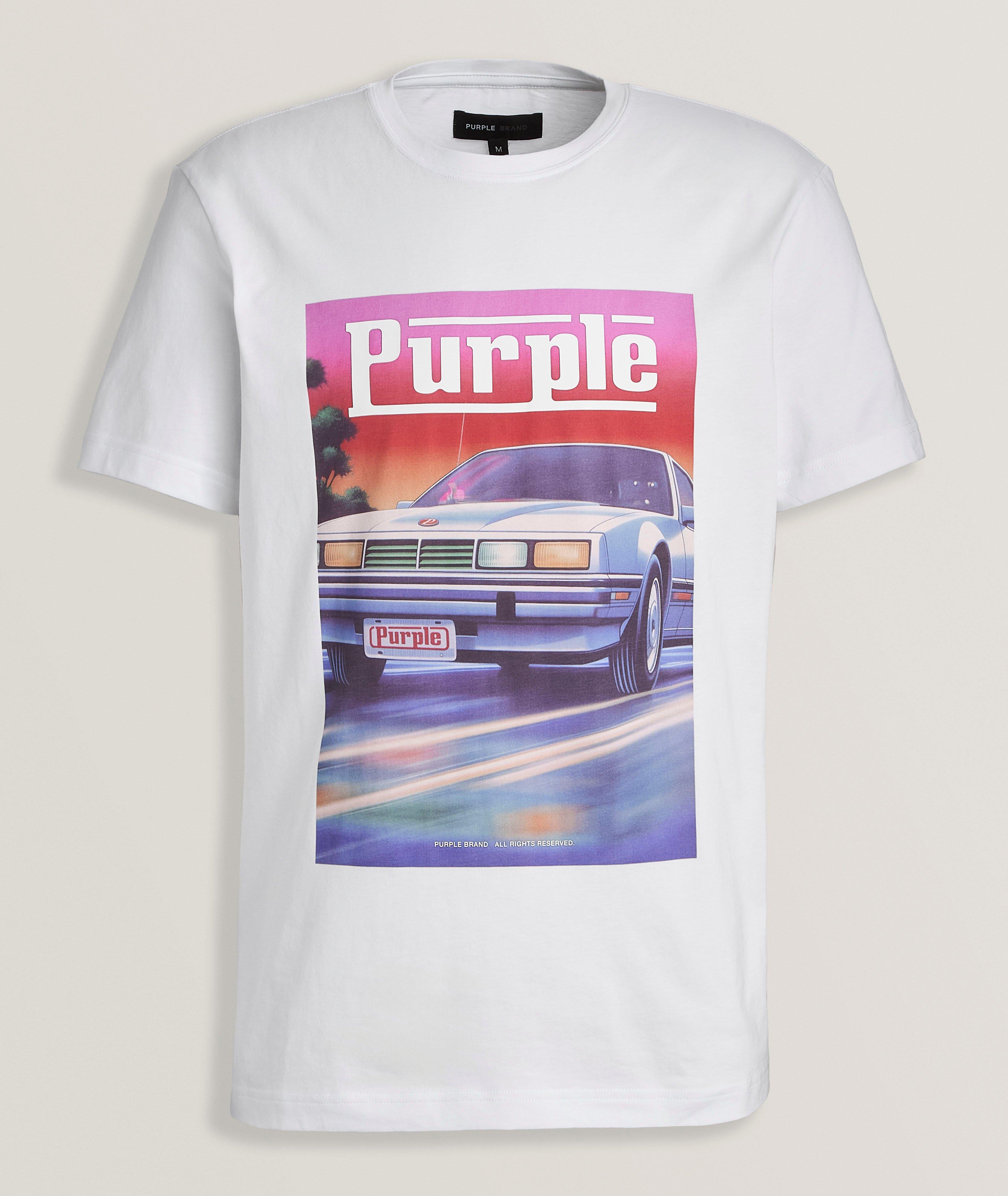 Purple Brand Car Logo Print Cotton T-Shirt