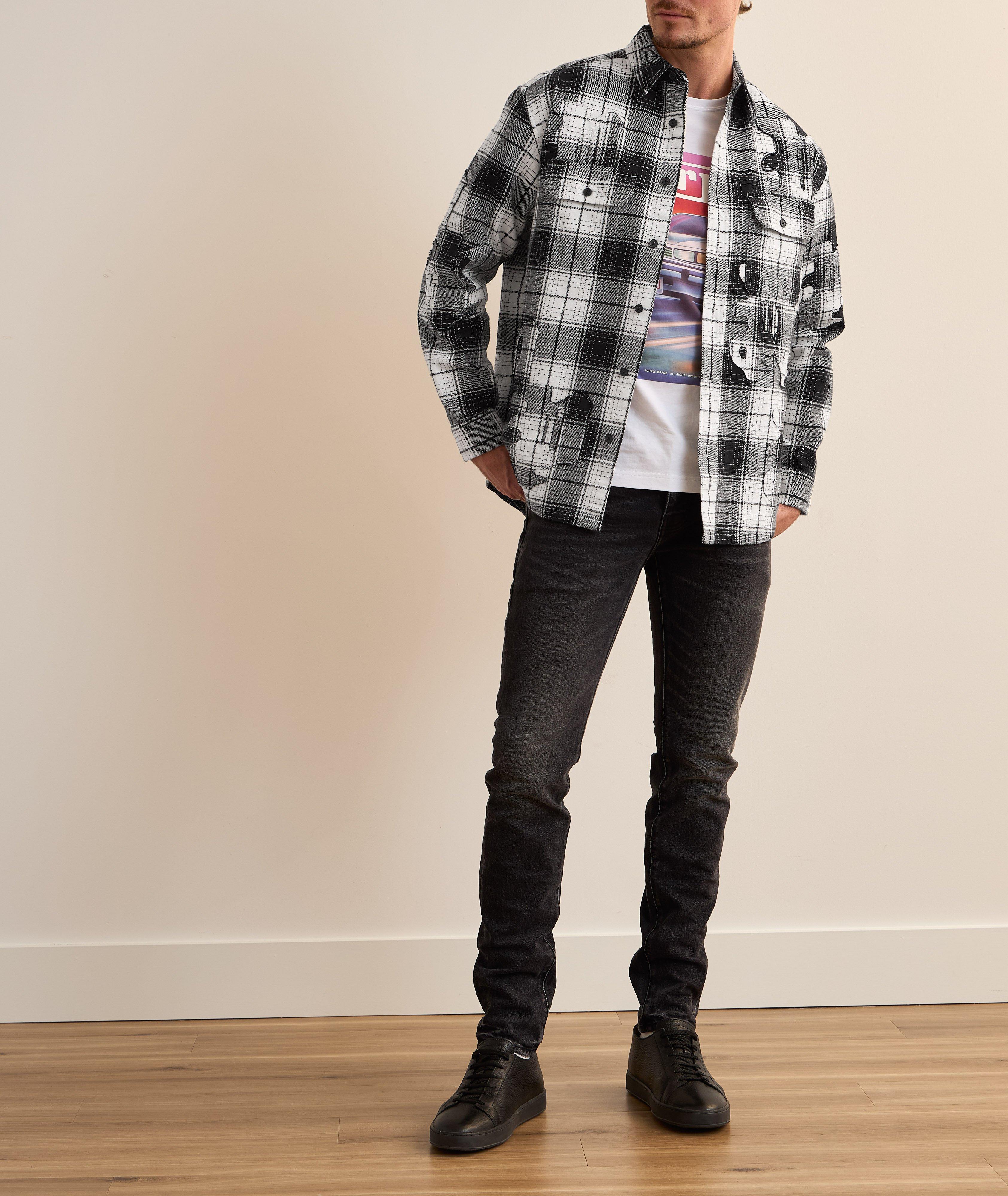 Logo Applique Plaid Flannel Shirt  image 4