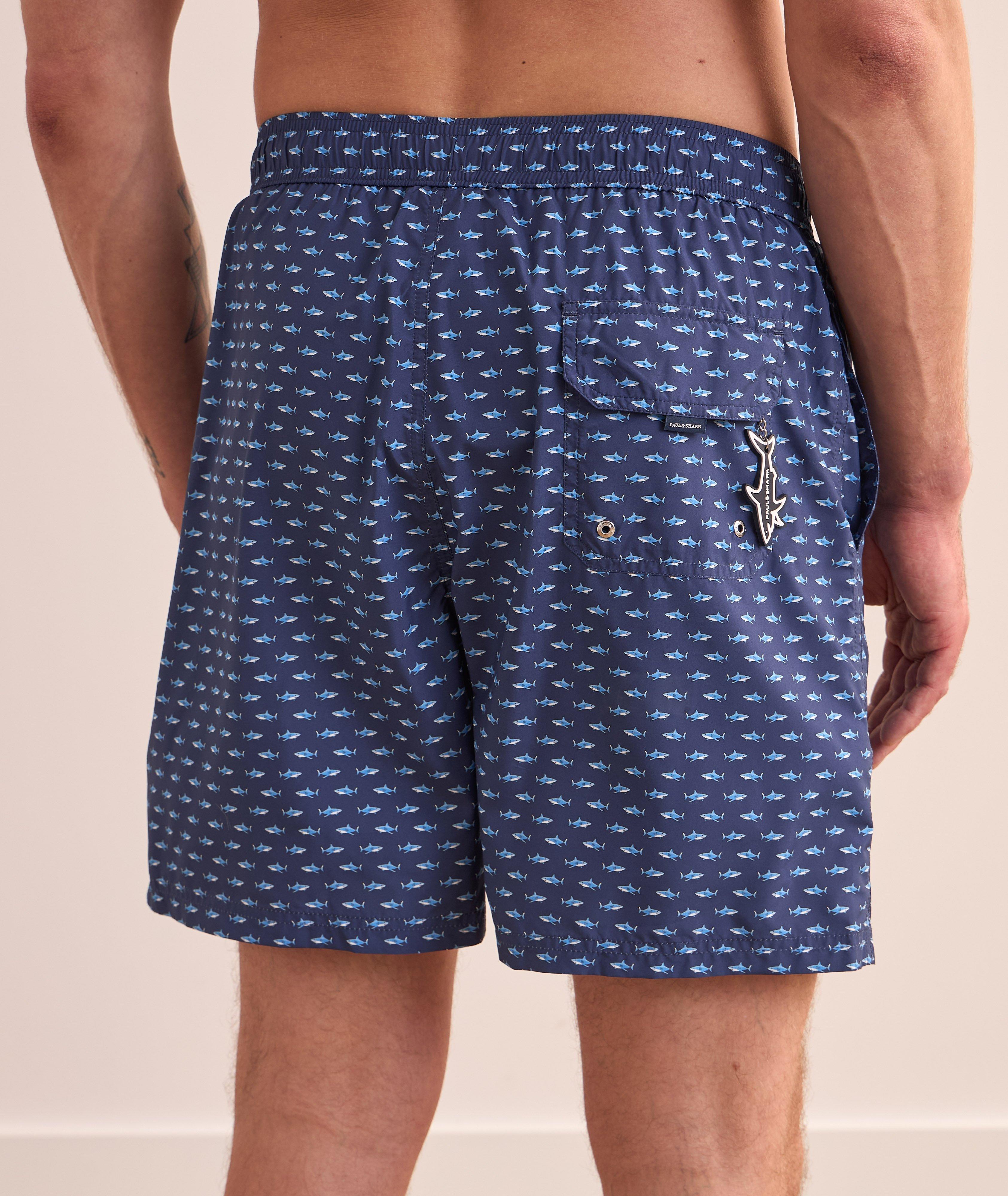 Mini-Shark Swim Shorts & Zip Pouch Set image 2