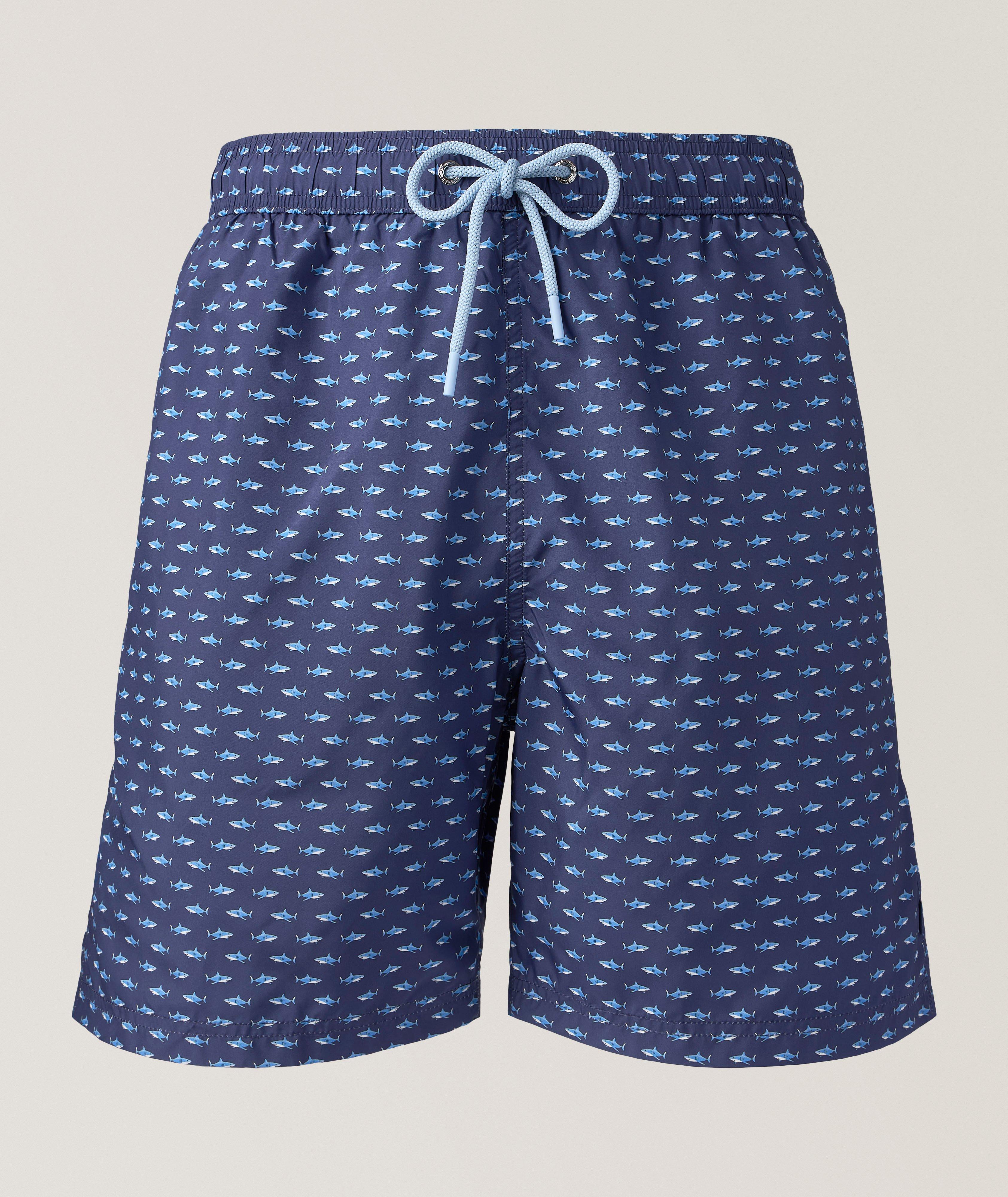 Ensemble, short de bain à motif de requins et pochette à glissière image 0