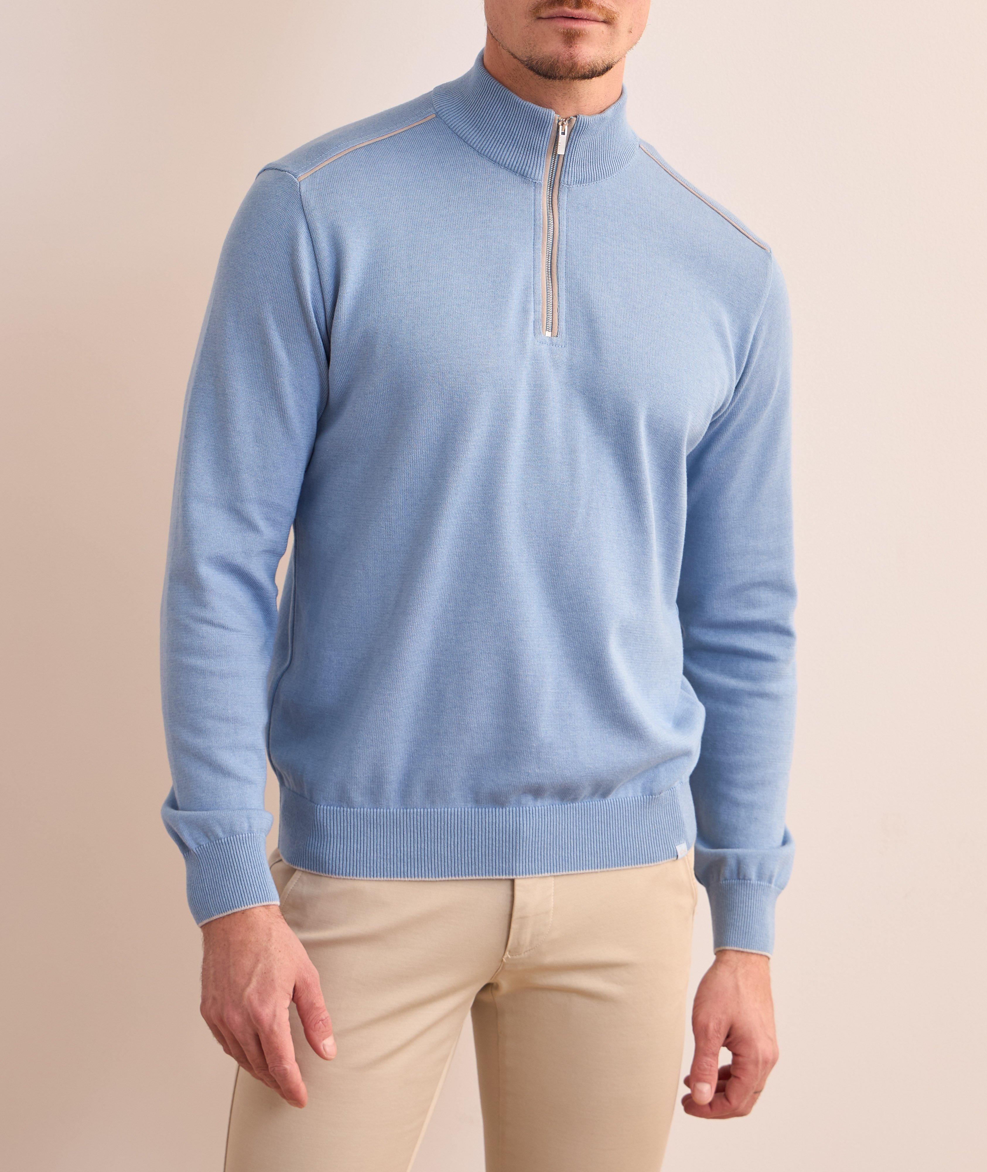 Cotton-Cashmere Quarter-Zip Sweater image 1