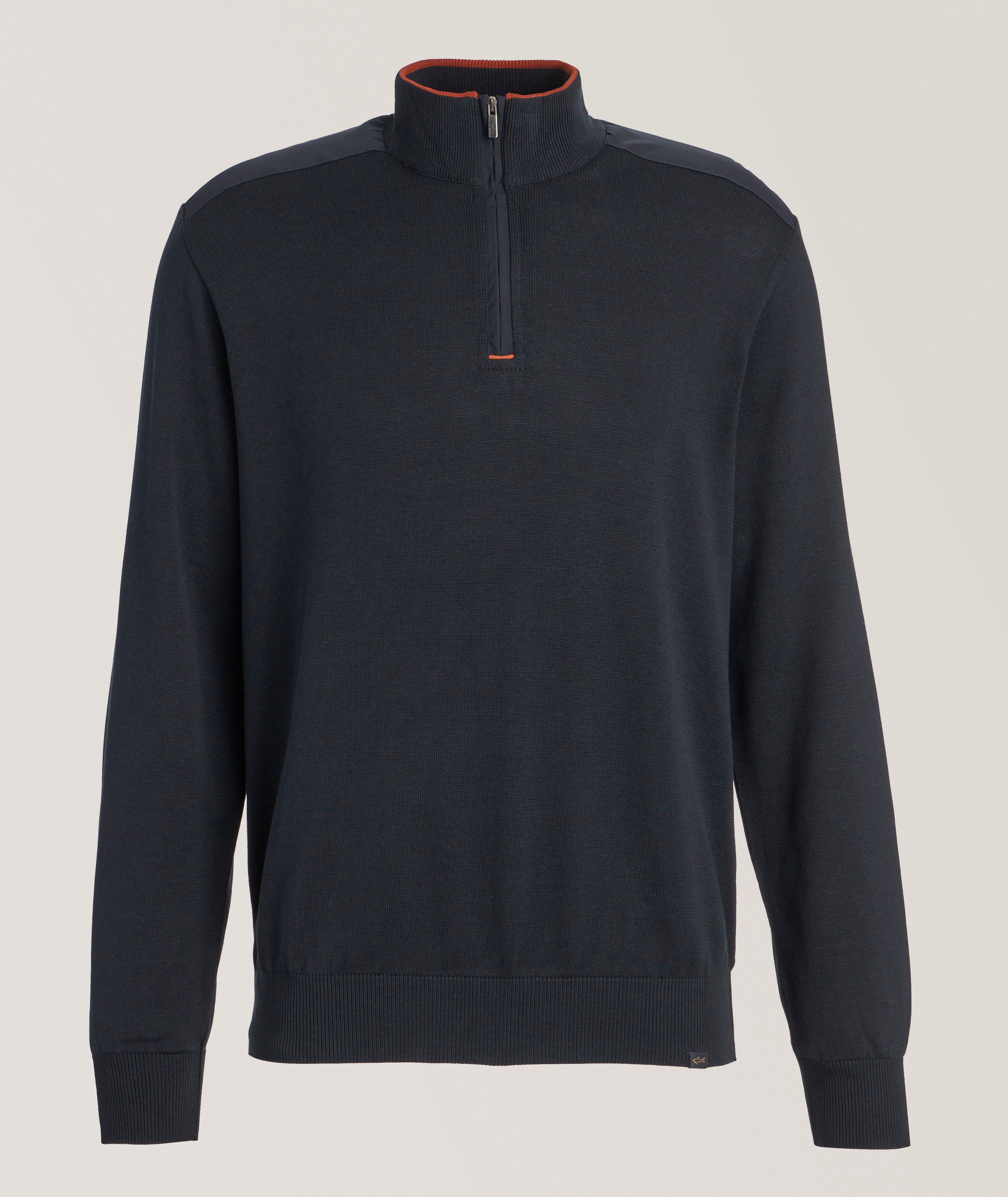 Tipped Silk-Cotton Quarter-Zip Sweater image 0