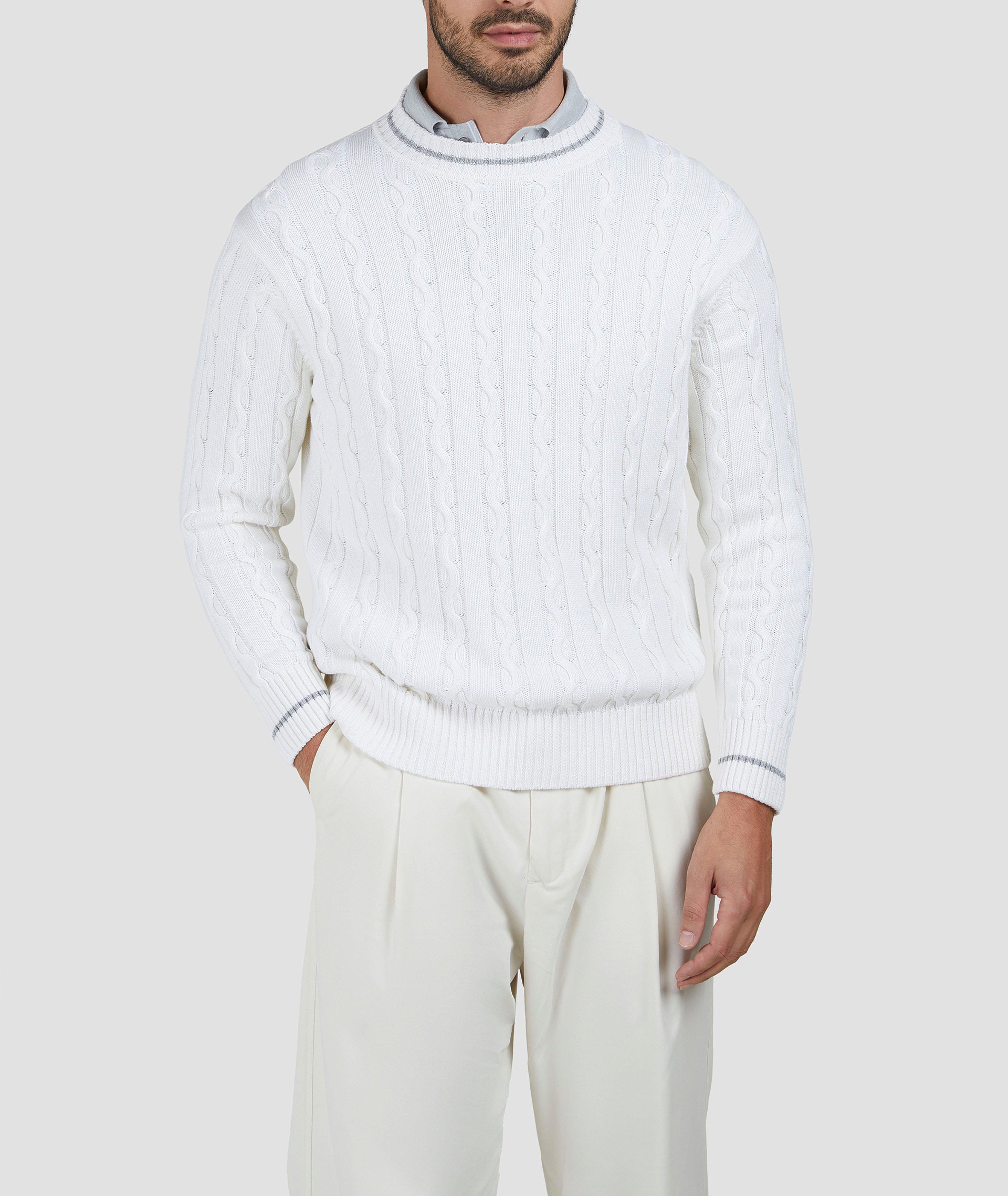 Cotton-Cashmere Cable Knit Sweater image 1