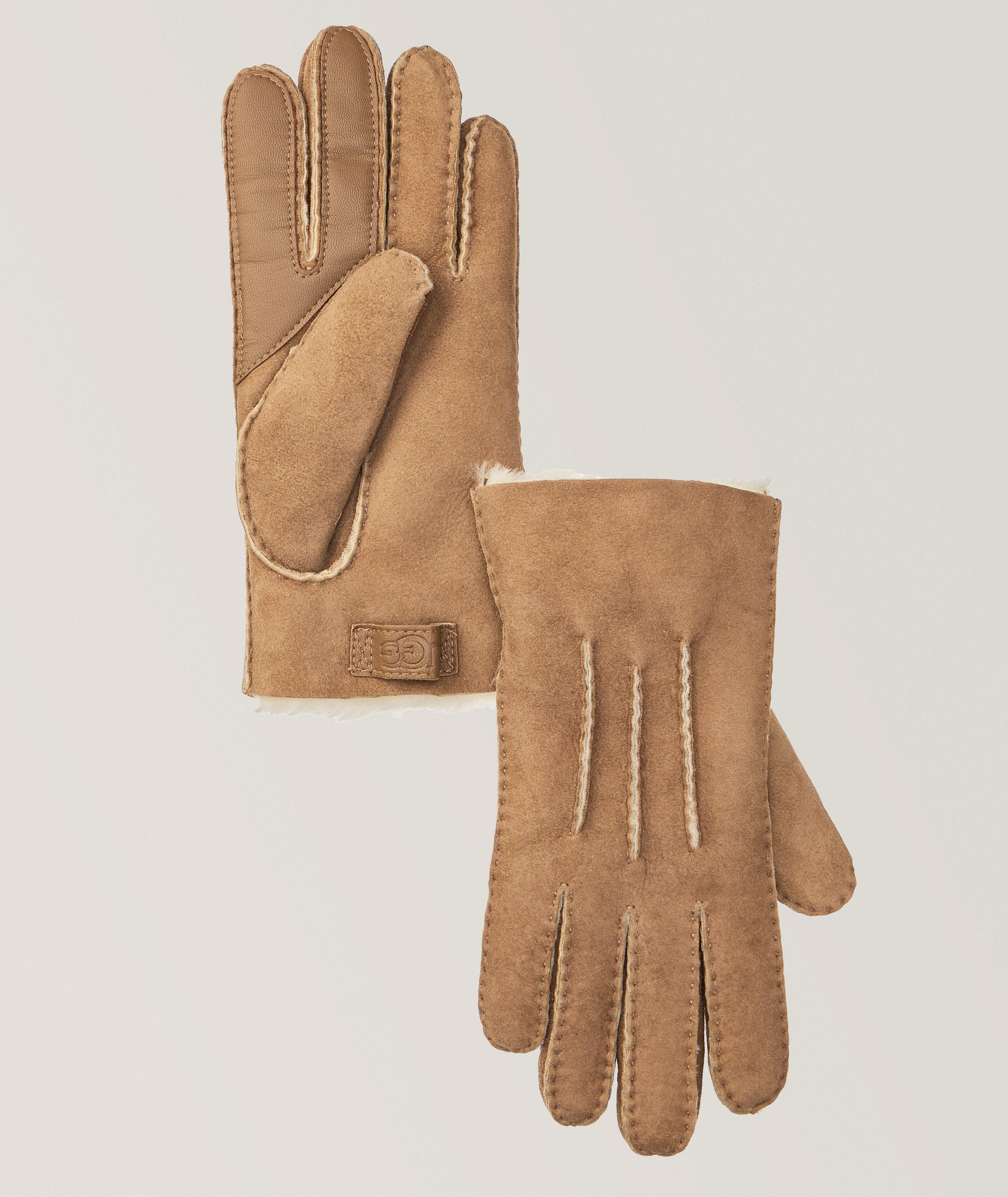 Three-Point Leather & Shearling Tech Gloves image 0