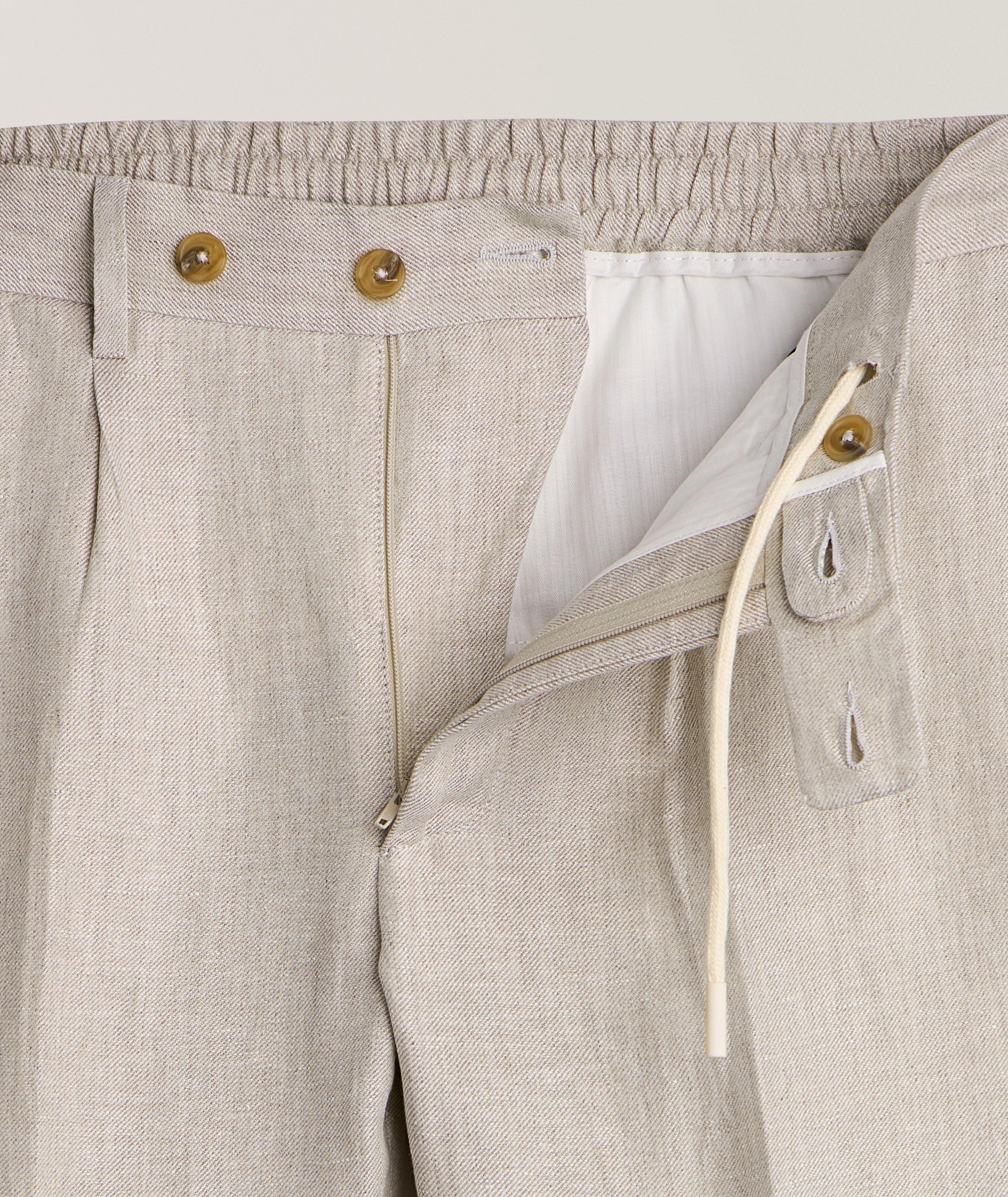 Linen Elasticized-Waist Pants image 1