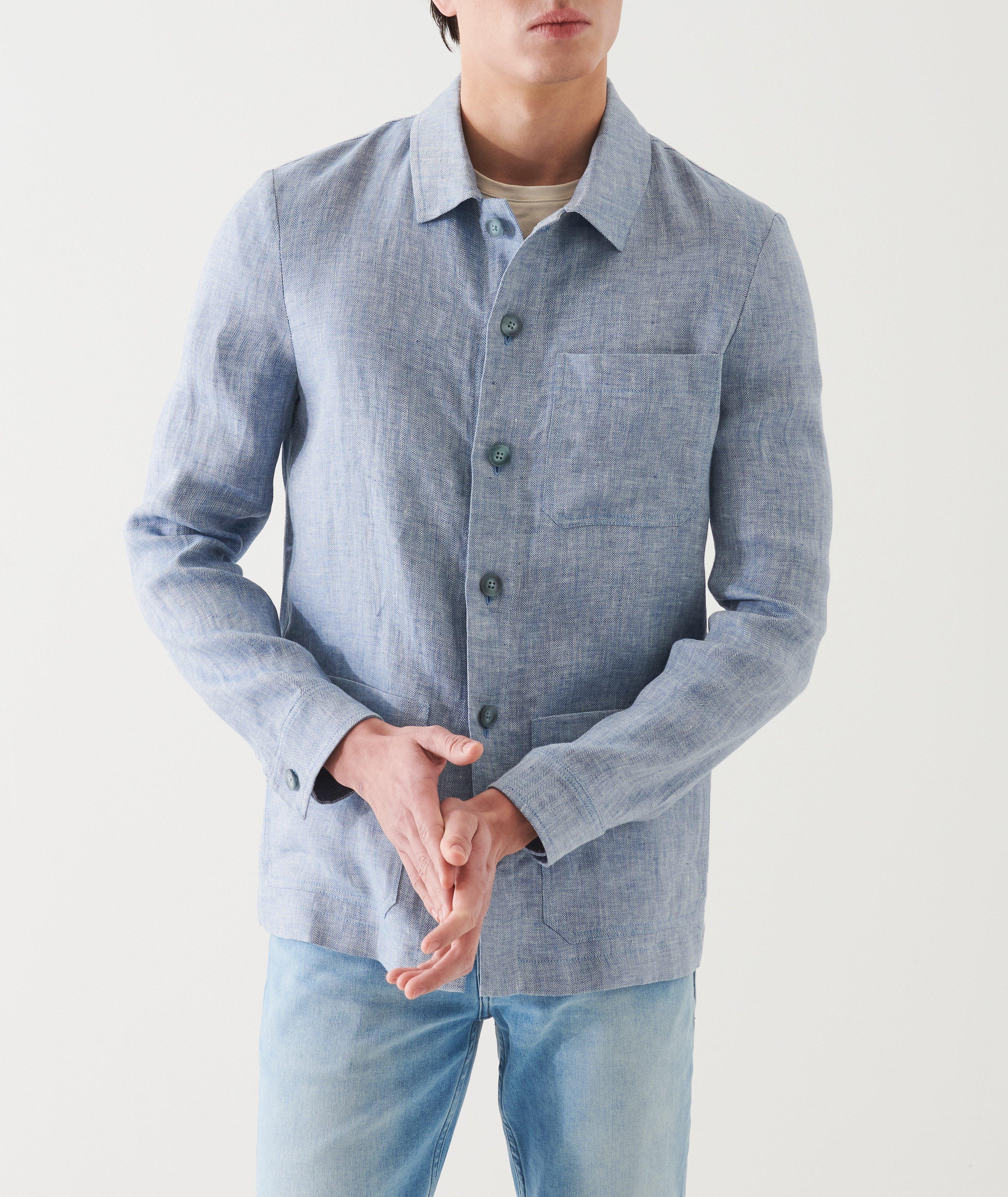 Herringbone Linen Shirt Jacket image 1