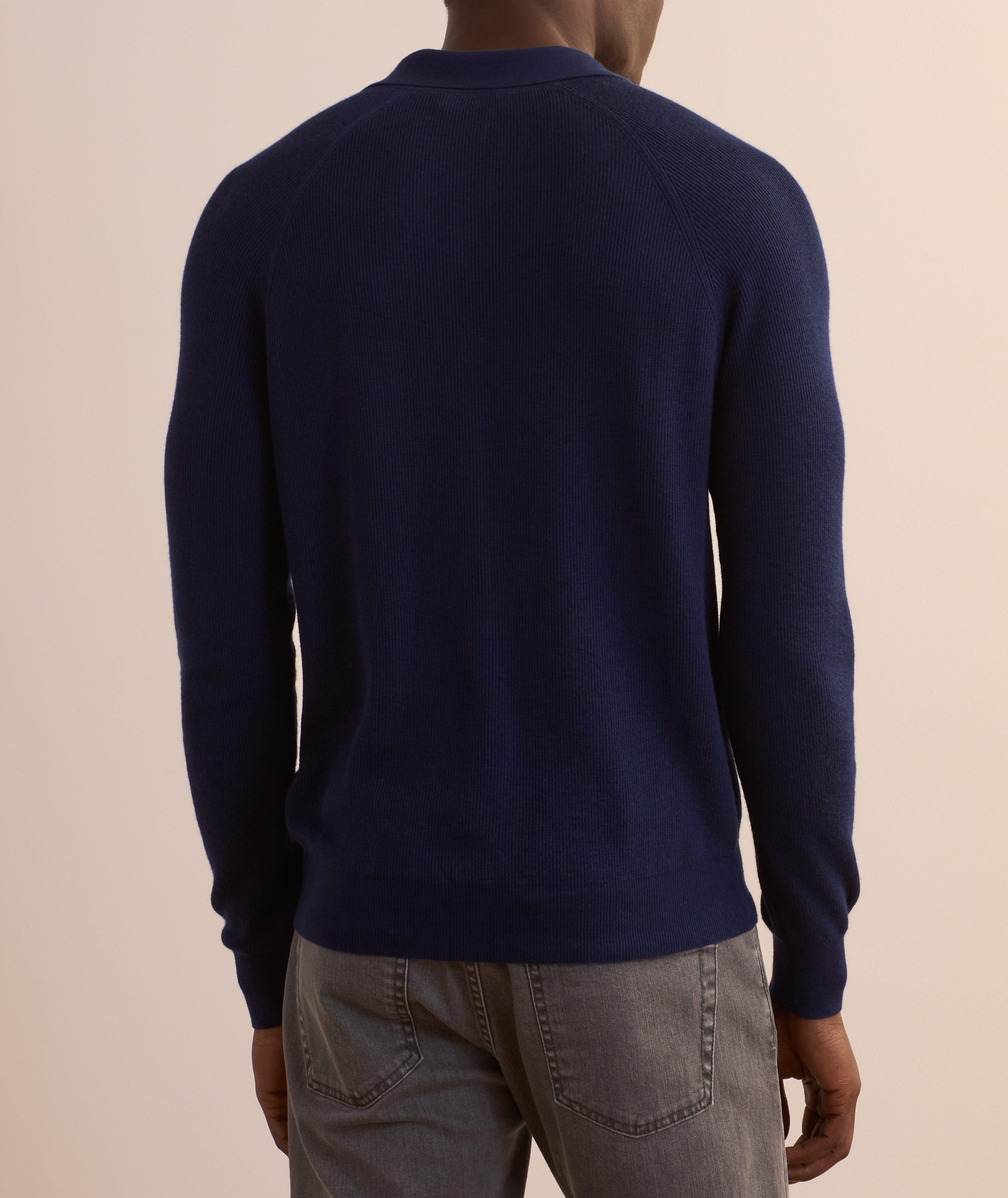 Cotton-Blend Stitch Polo Sweater  image 2