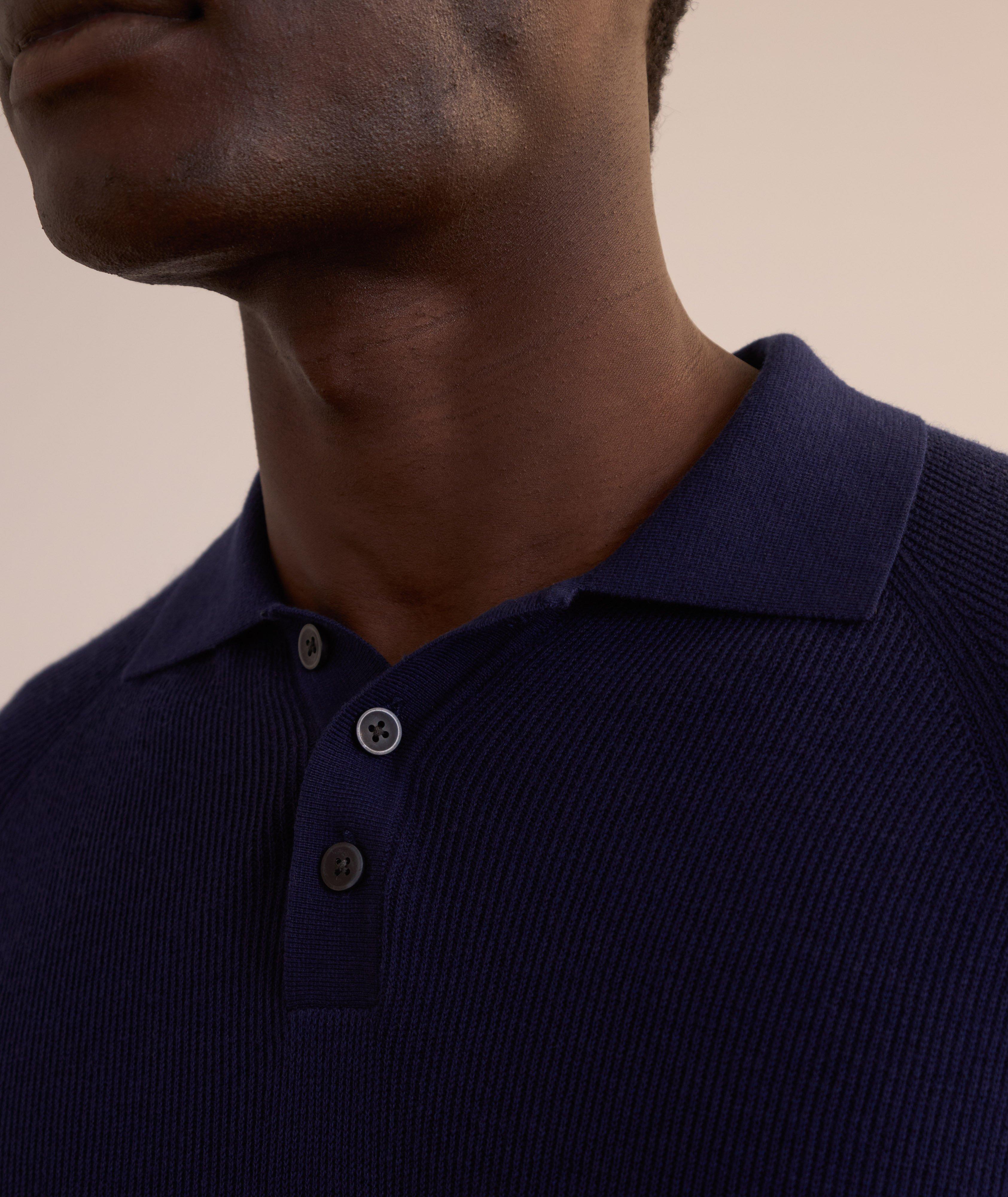 Cotton-Blend Stitch Polo Sweater  image 3