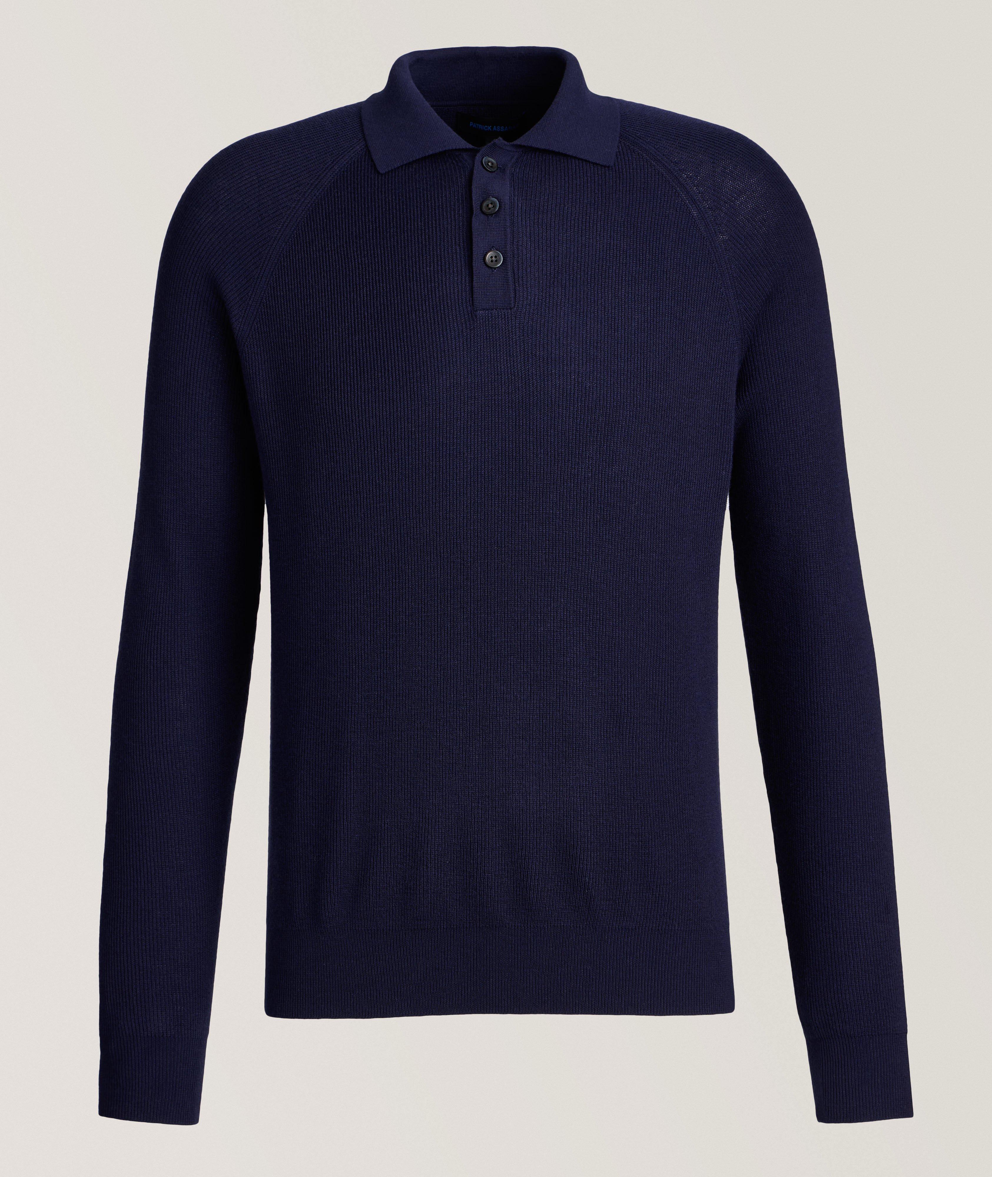 Cotton-Blend Stitch Polo Sweater  image 0