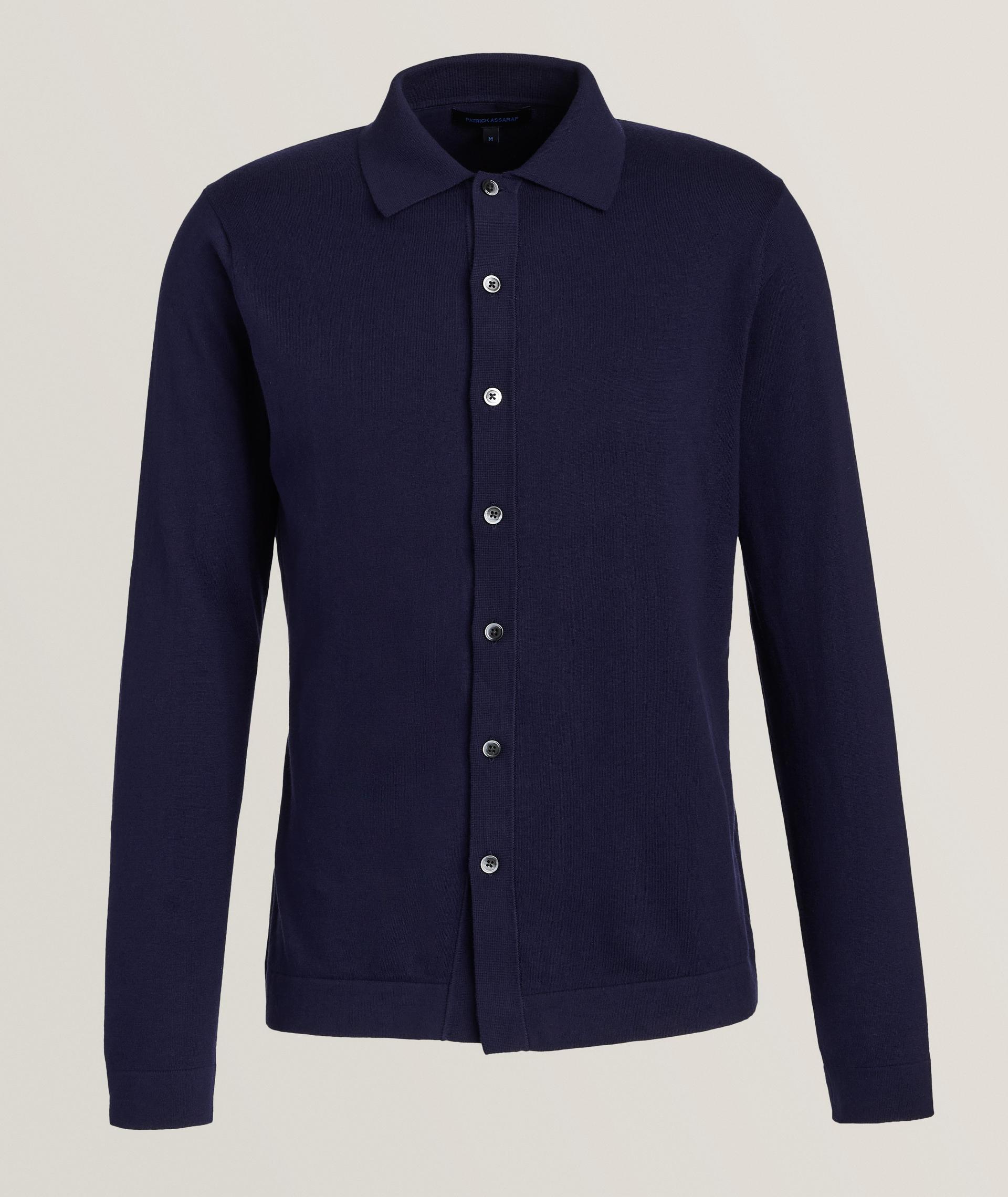 Cotton-Blend Polo Cardigan image 0